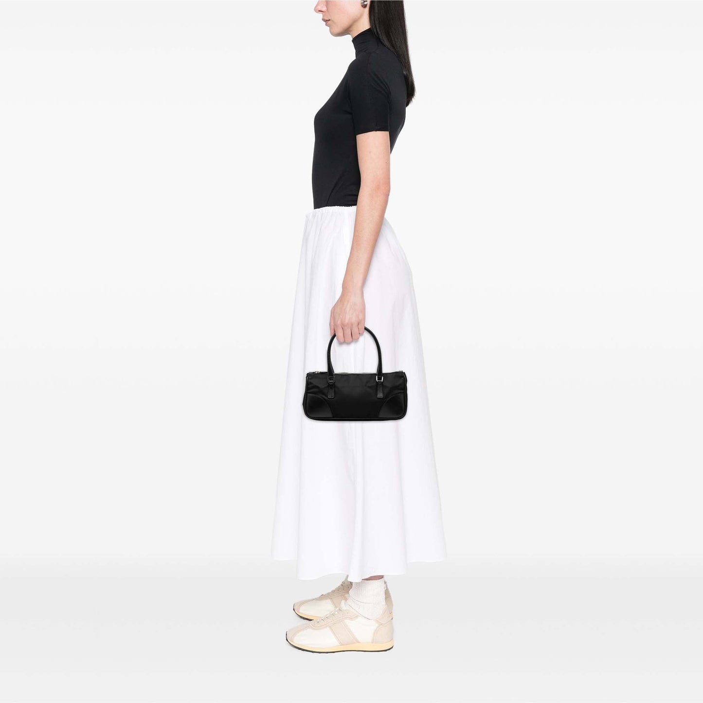 Vitello Trimmed Tessuto Handbag