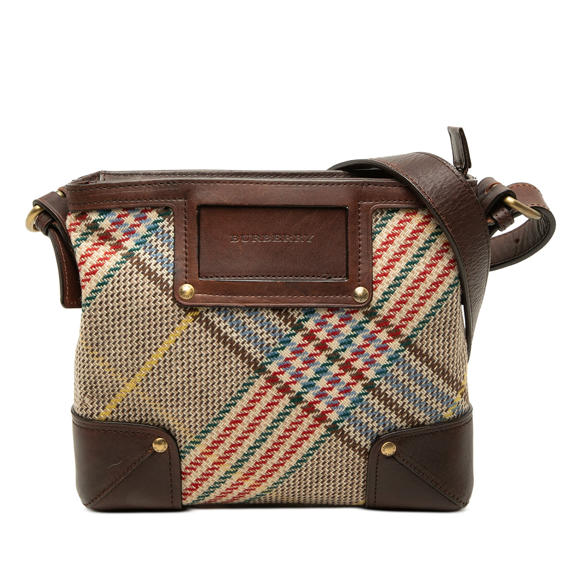 Burberry Nova Check Wool Crossbody — Brown