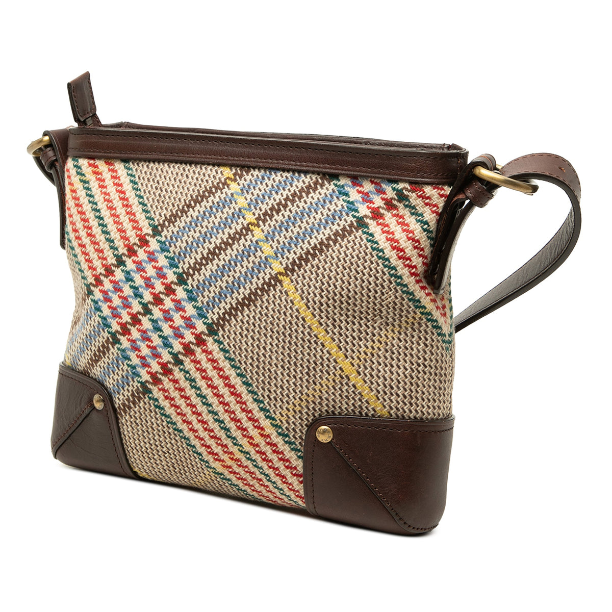 Burberry Nova Check Wool Crossbody — Brown