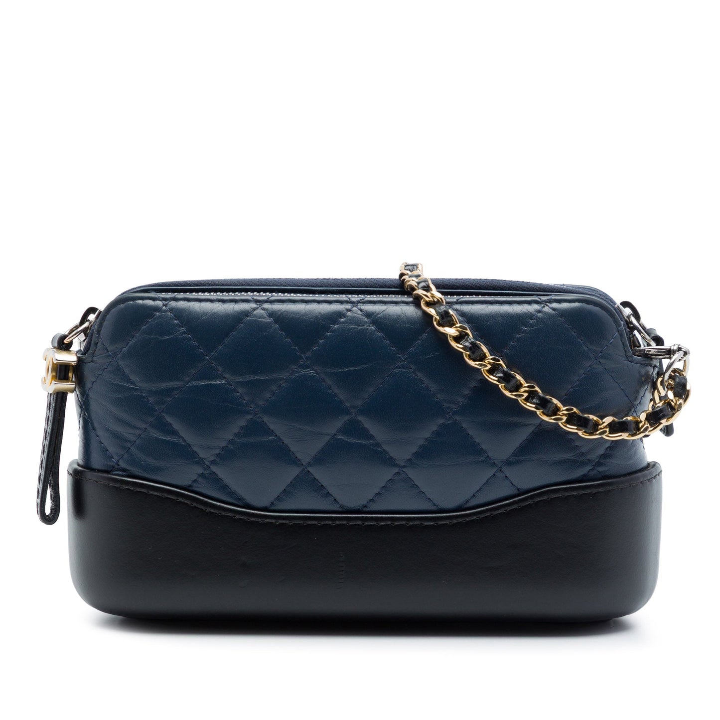 Chanel Bicolor Aged Calfskin Gabrielle Double Zip Clutch with Chain