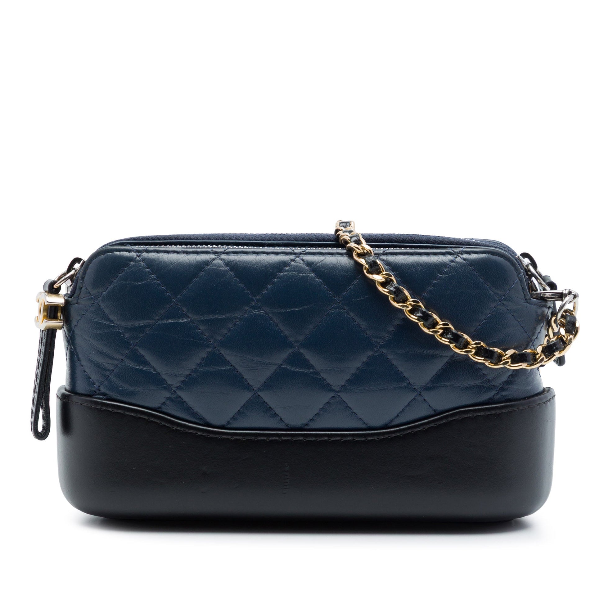 Chanel Bicolor Aged Calfskin Gabrielle Double Zip Clutch with Chain