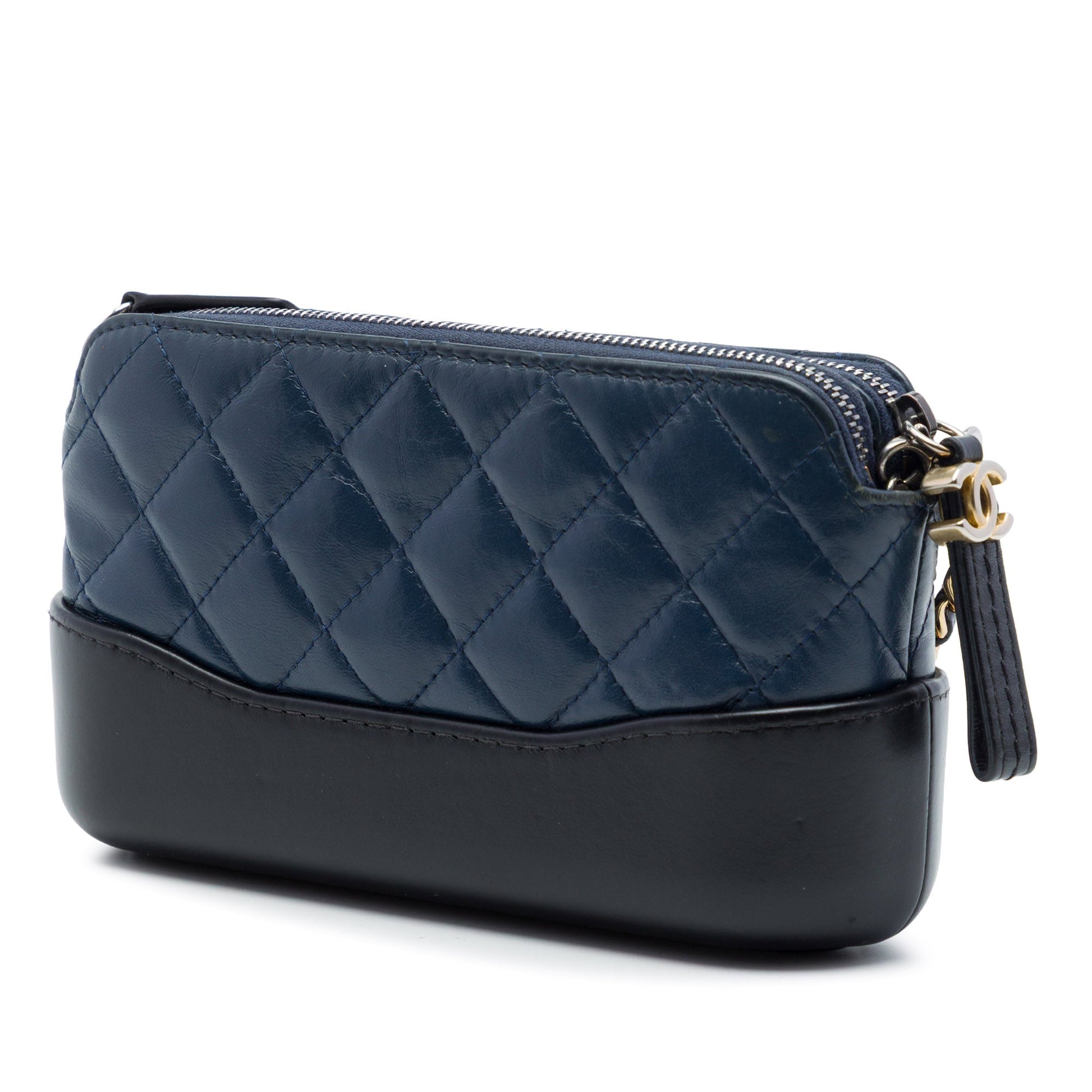 Chanel Bicolor Aged Calfskin Gabrielle Double Zip Clutch with Chain