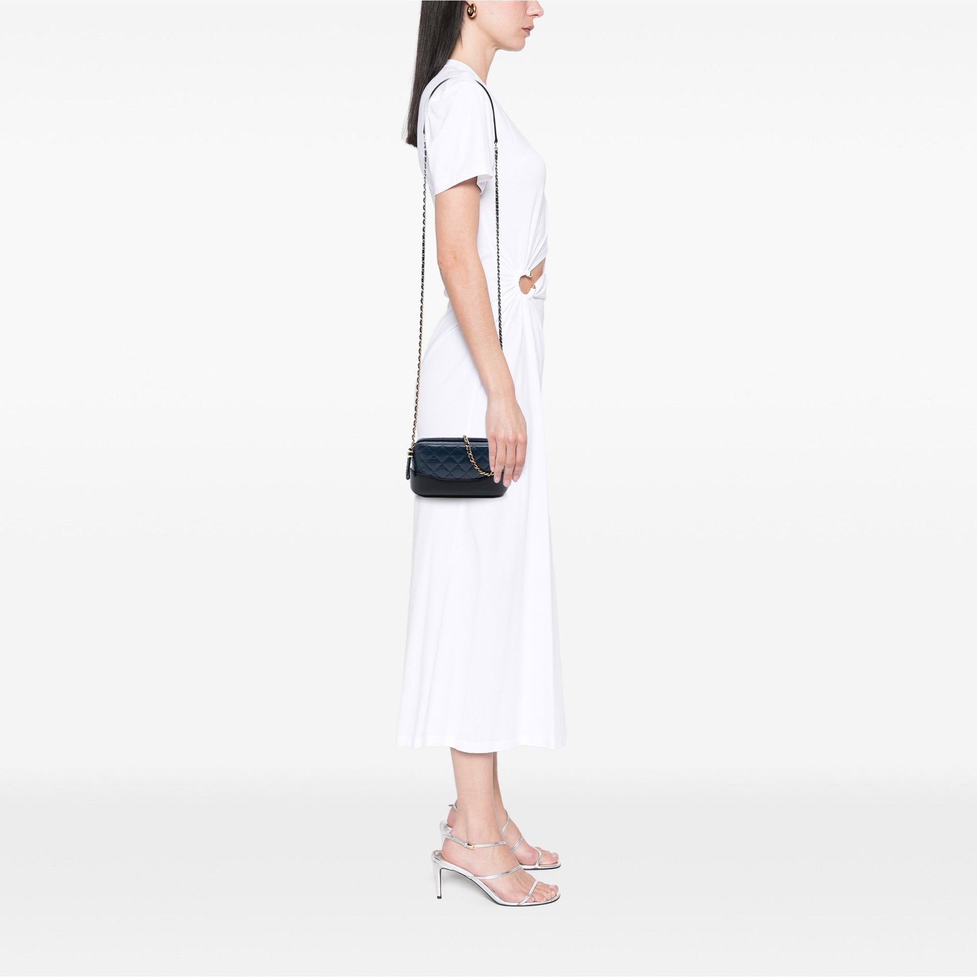 Chanel Bicolor Aged Calfskin Gabrielle Double Zip Clutch with Chain