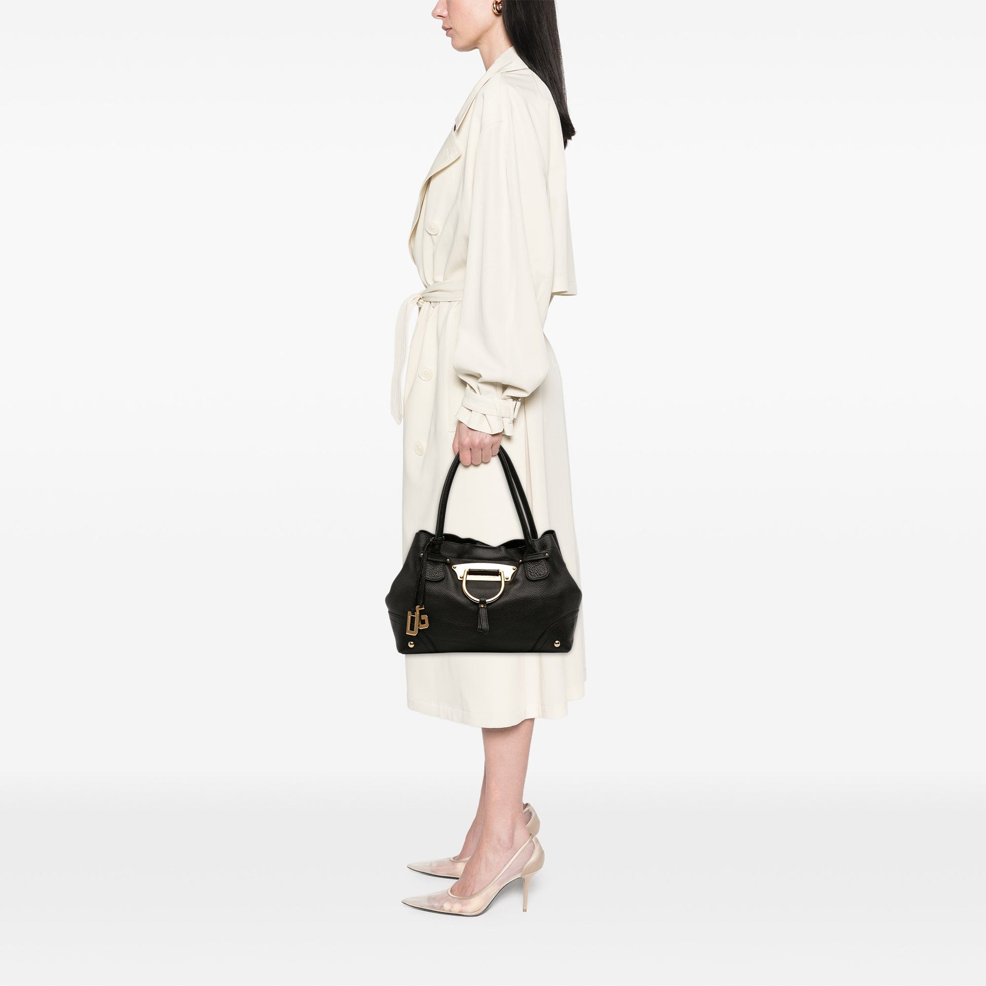 Dolce & Gabbana Pebbled Leather D Ring Tote