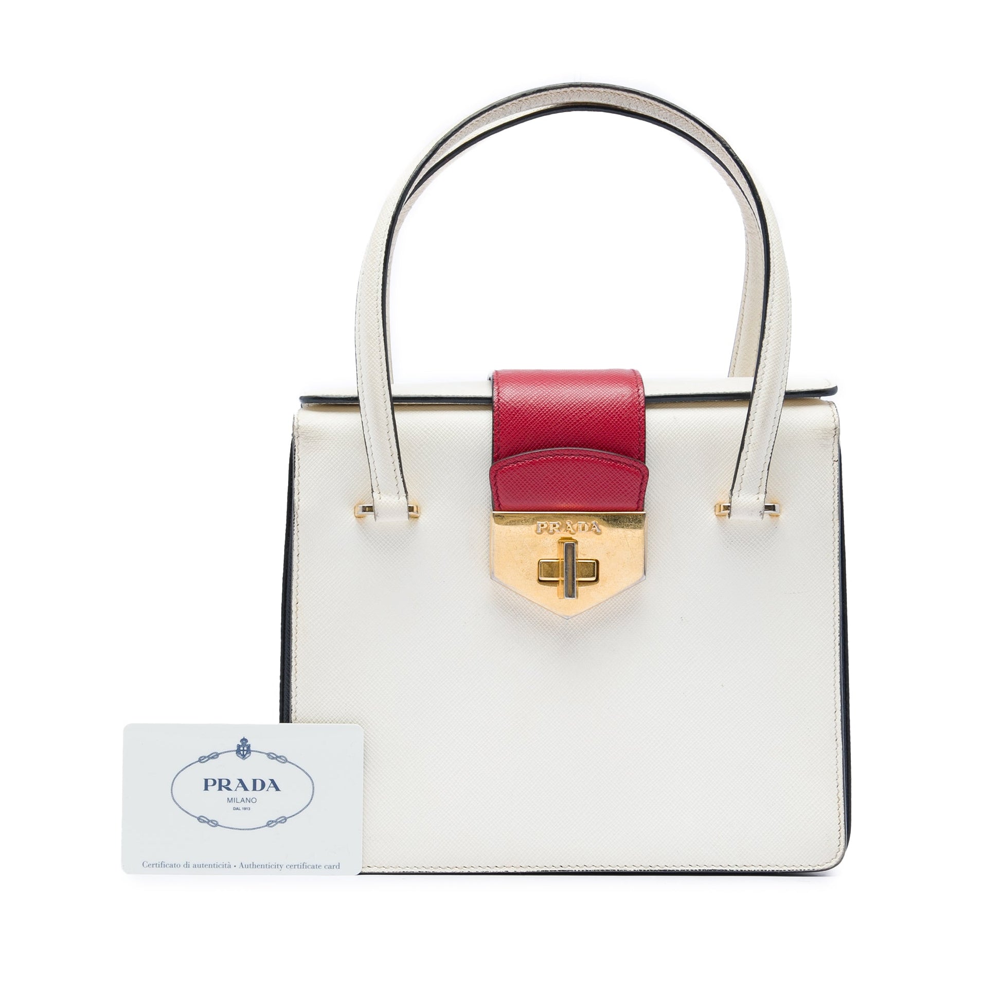 Prada Mini Saffiano Turnlock Handbag