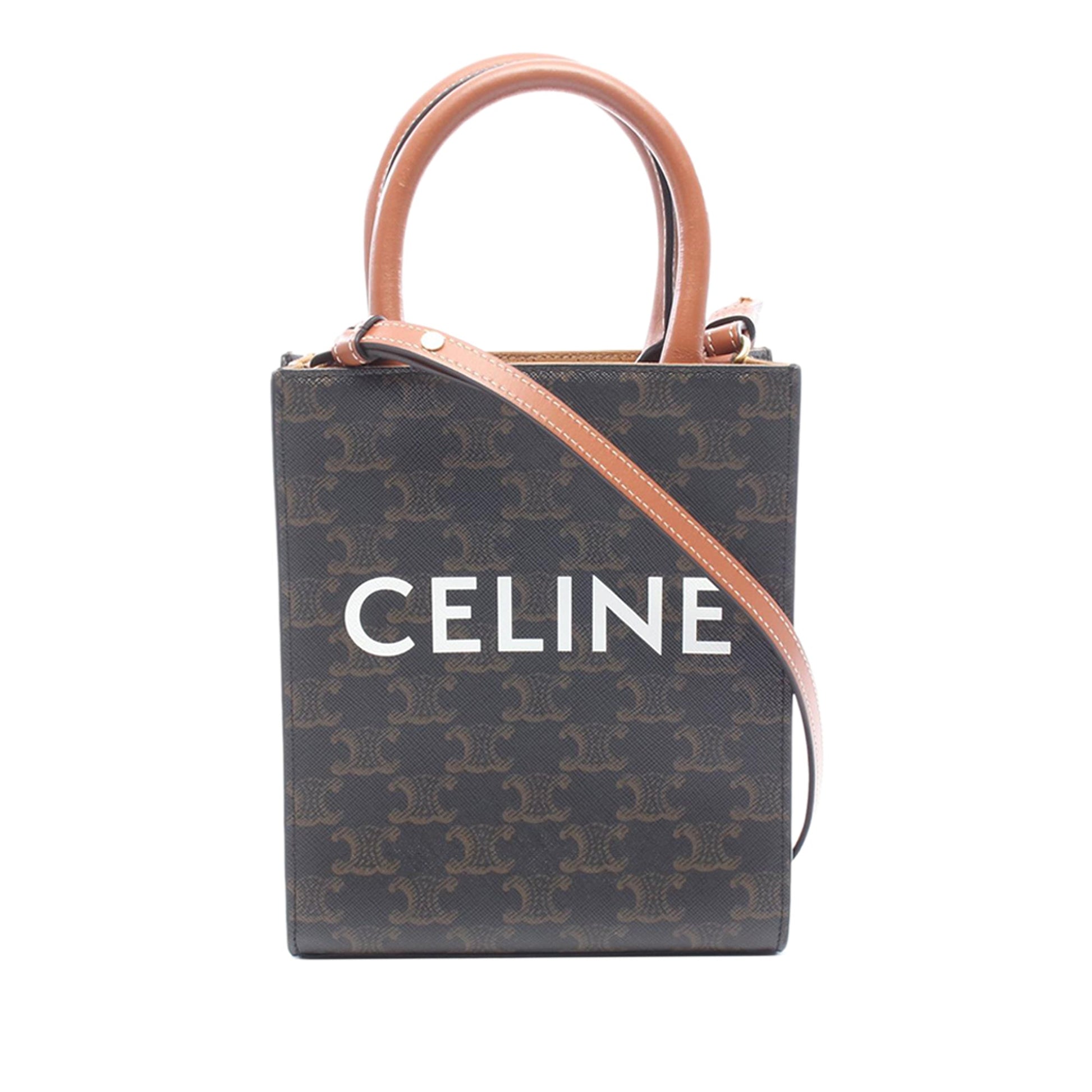 Celine Mini Triomphe Coated Canvas Vertical Cabas Satchel