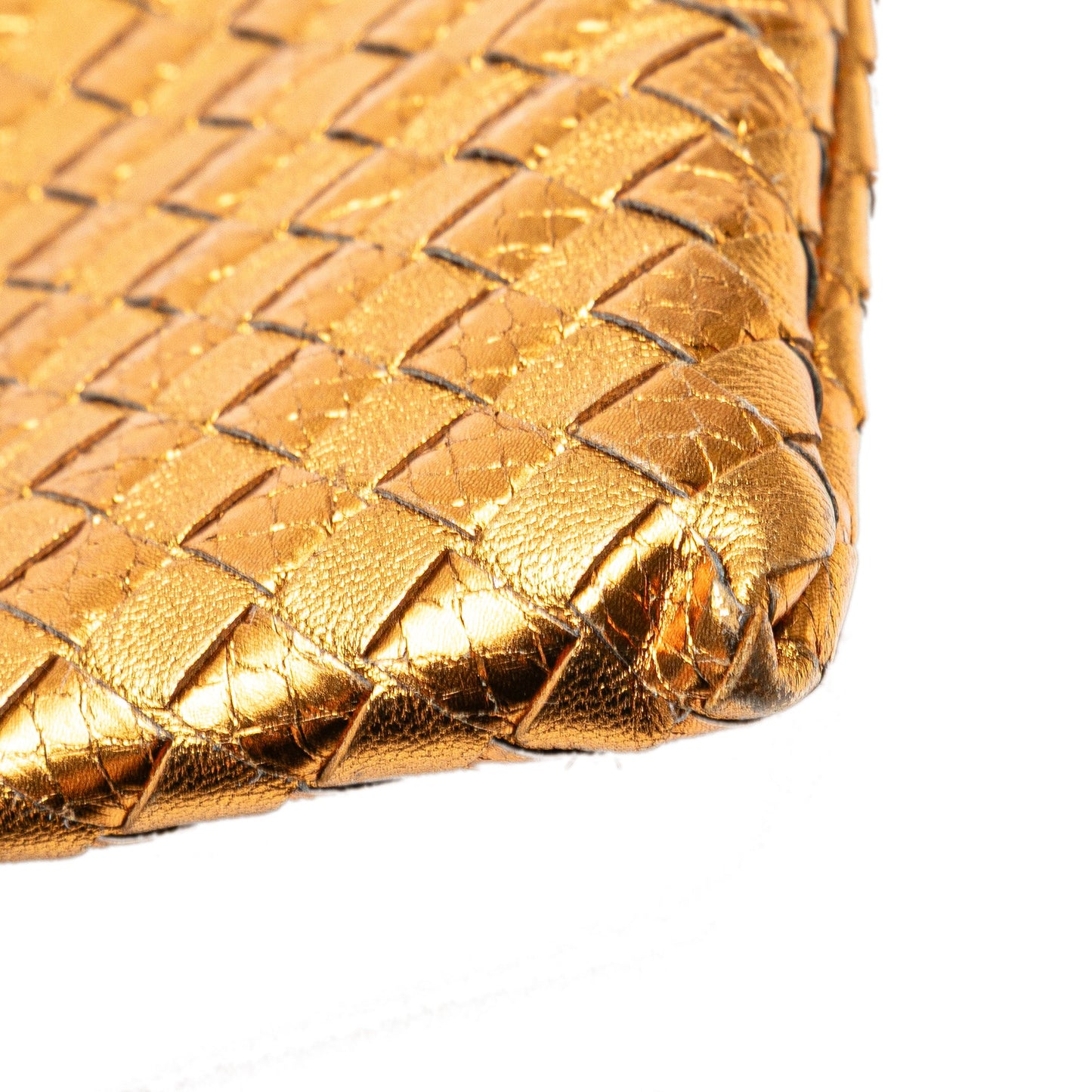 Bottega Veneta Metallic Leather and Snake Skin Intrecciato Wristlet Clutch