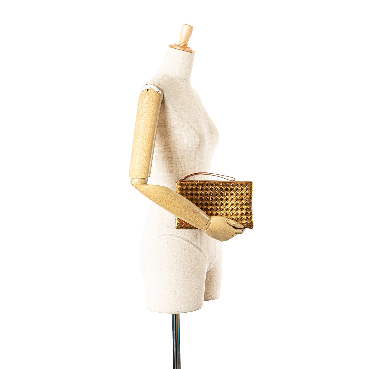 Bottega Veneta Metallic Leather and Snake Skin Intrecciato Wristlet Clutch