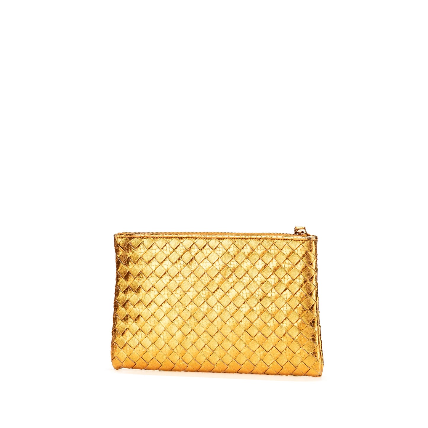 Bottega Veneta Metallic Leather and Snake Skin Intrecciato Wristlet Clutch