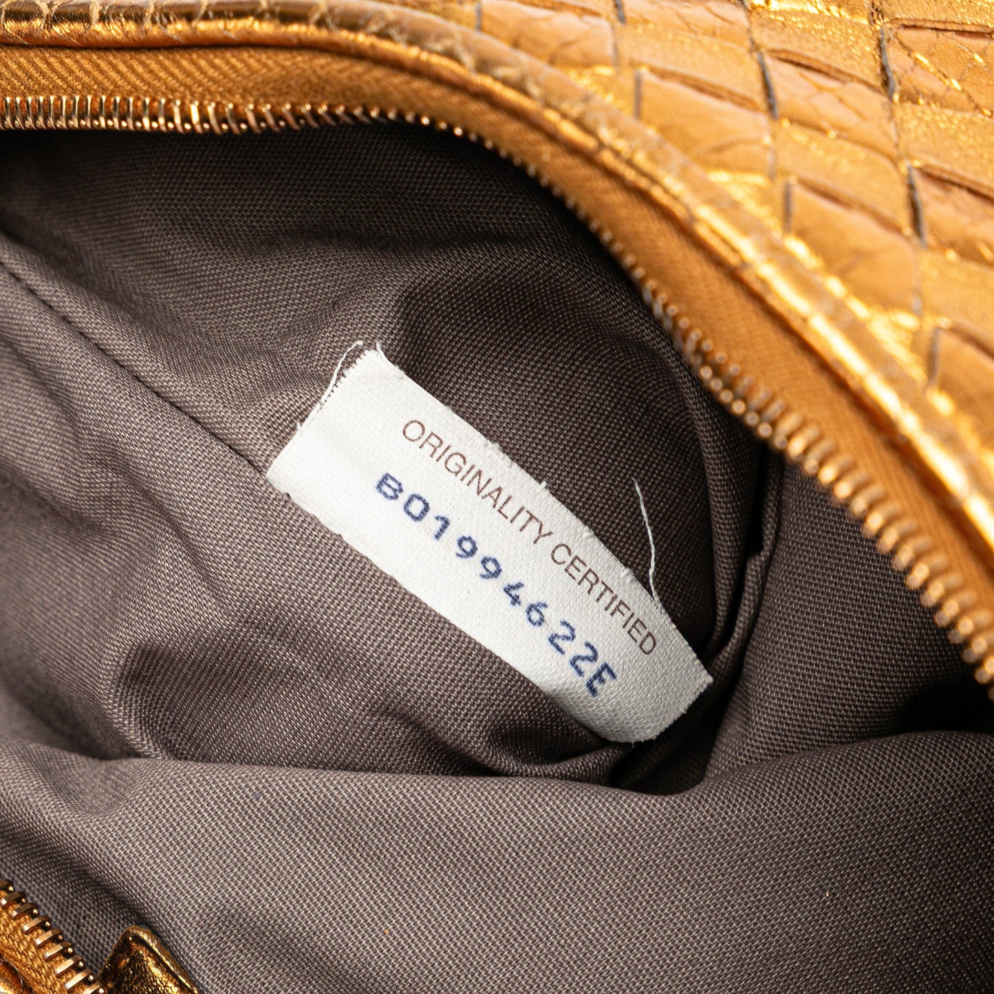 Bottega Veneta Metallic Leather and Snake Skin Intrecciato Wristlet Clutch
