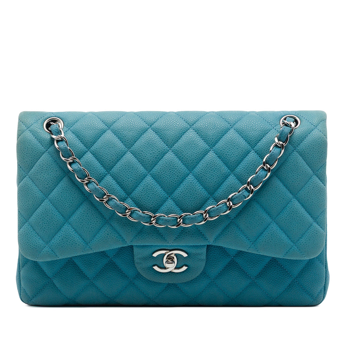 Chanel Jumbo Classic Caviar Double Flap — Blue