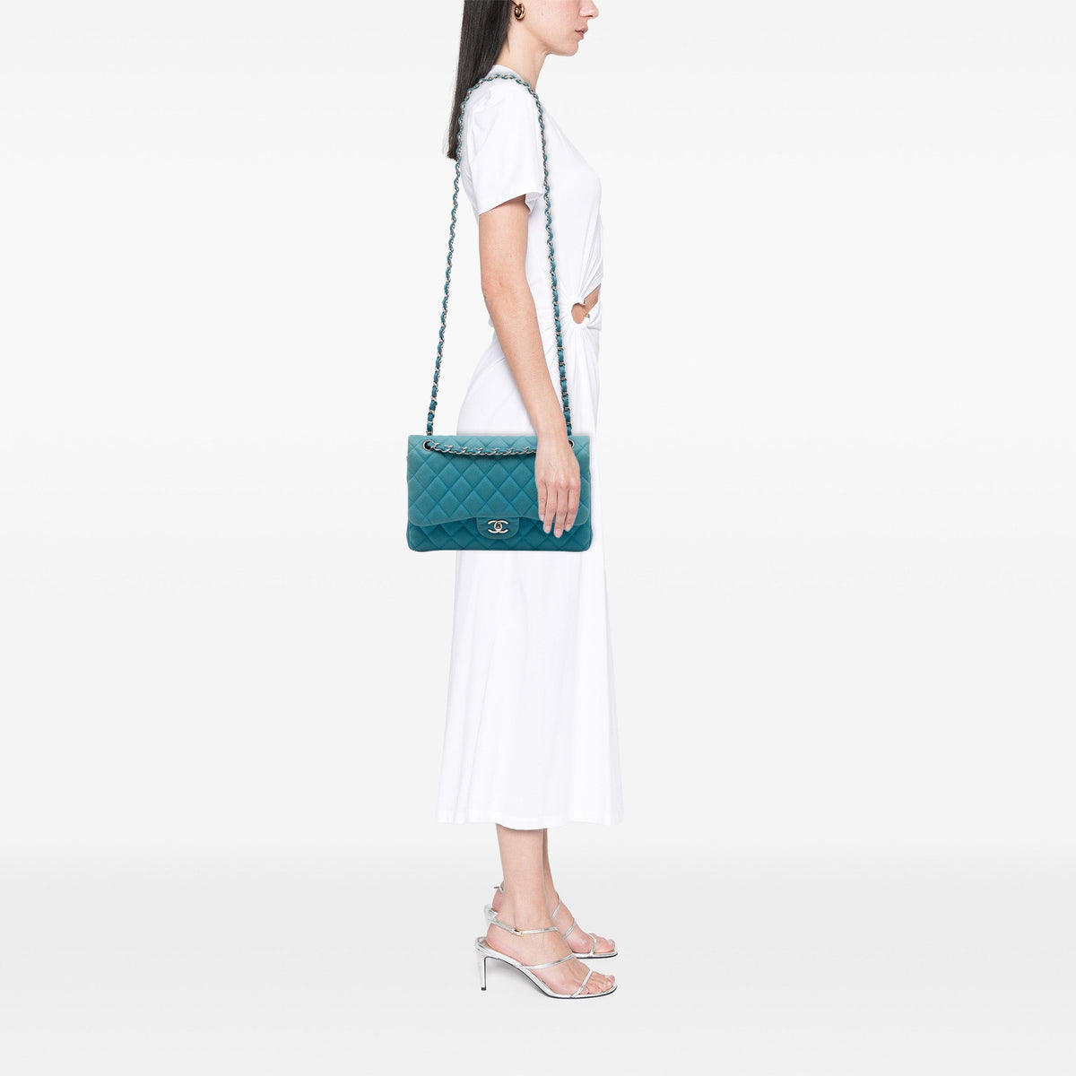 Chanel Jumbo Classic Caviar Double Flap — Blue
