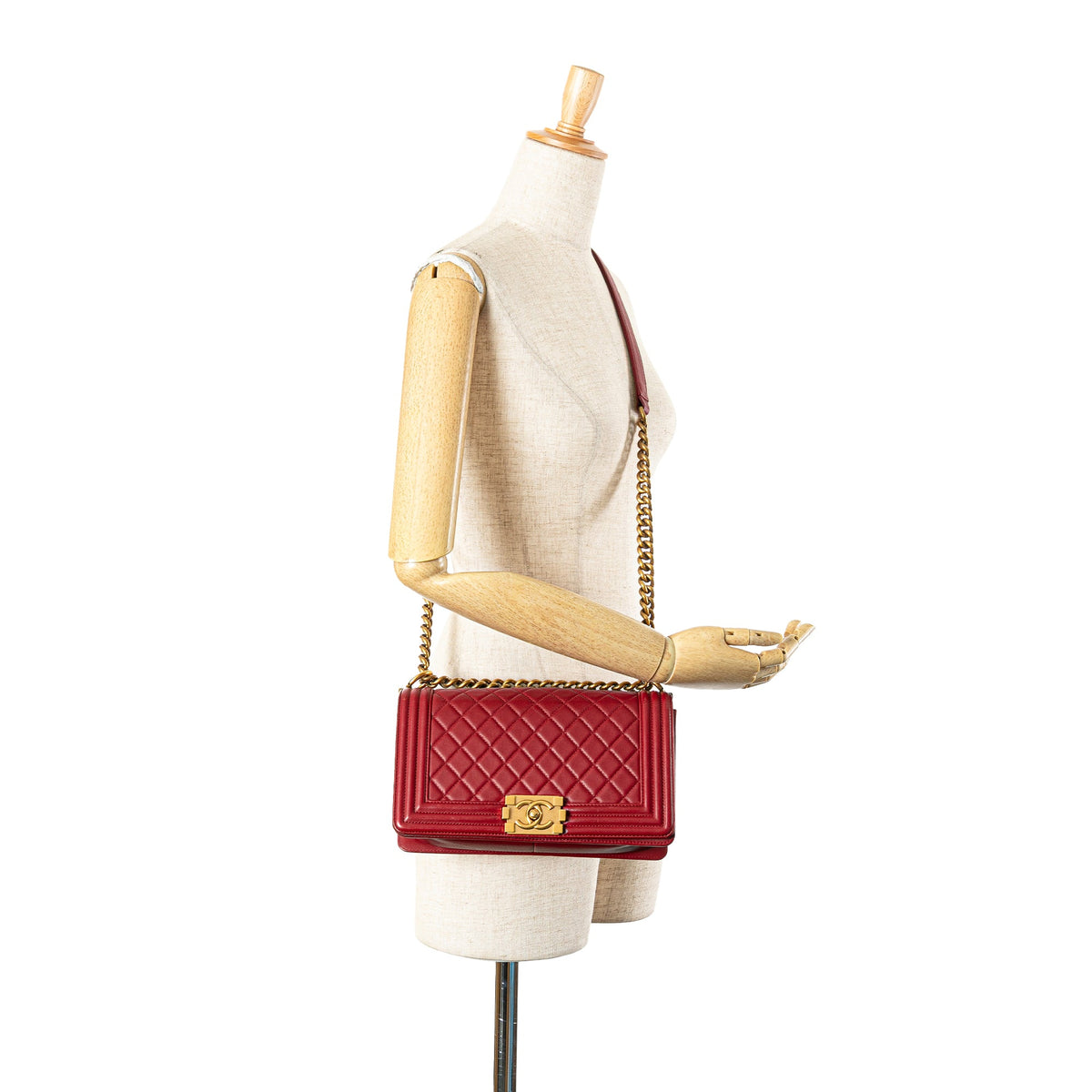 Chanel Old Medium Quilted Lambskin Boy Flap — Red