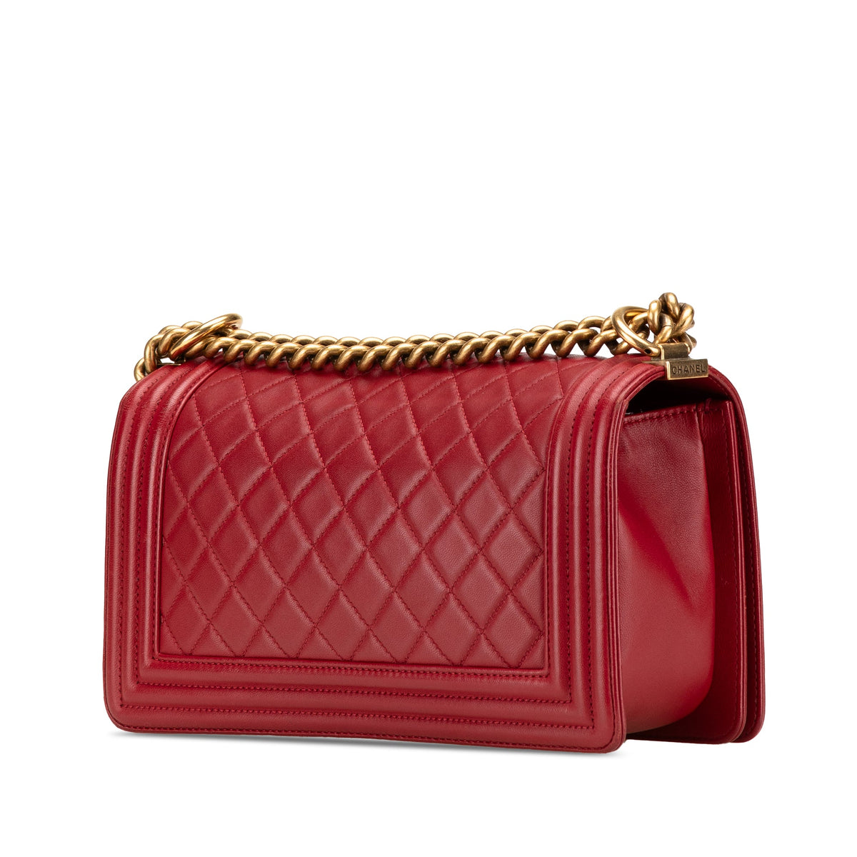 Chanel Old Medium Quilted Lambskin Boy Flap — Red