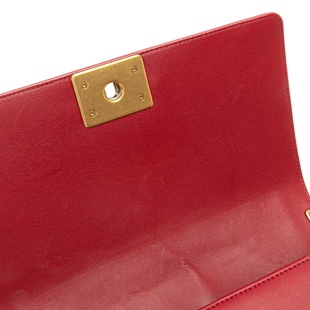 Chanel Old Medium Quilted Lambskin Boy Flap — Red