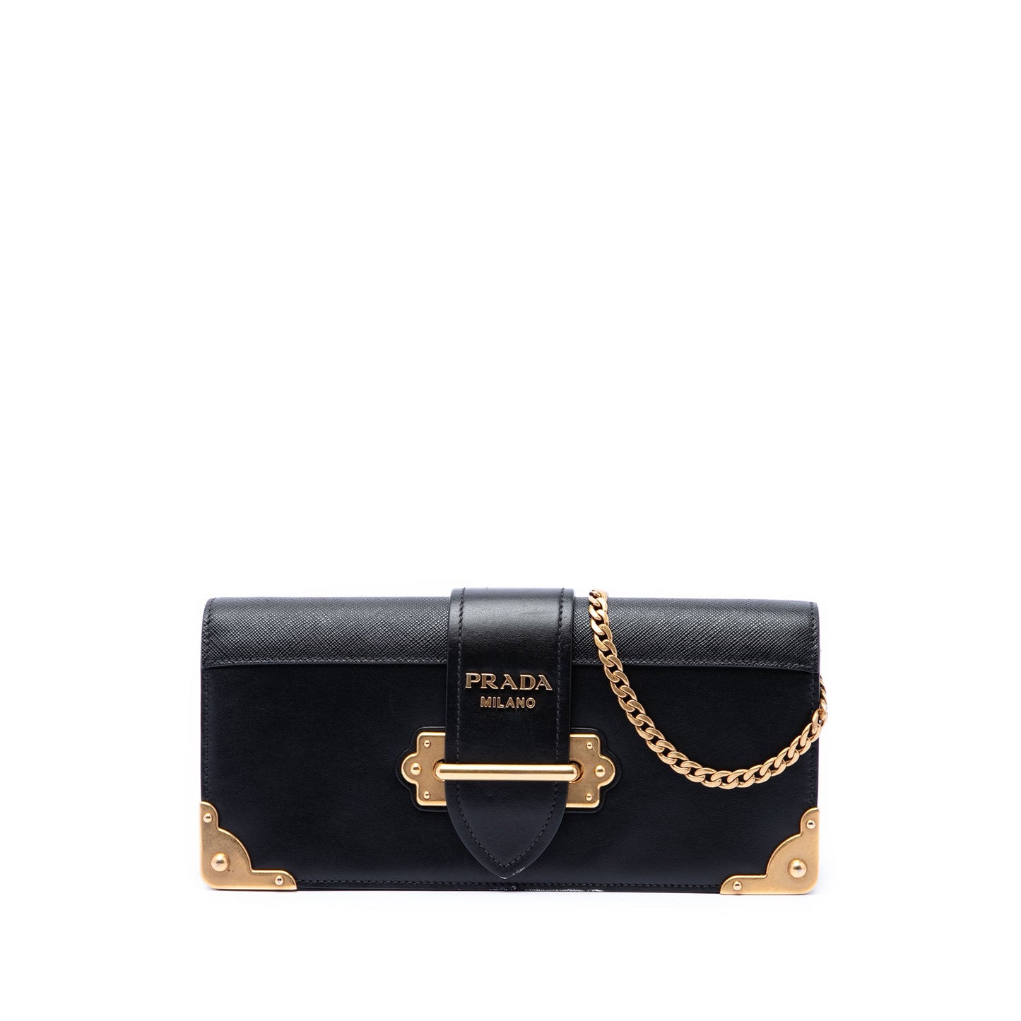 Prada City Calf and Saffiano Cahier Chain Clutch