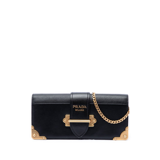 Prada City Calf and Saffiano Cahier Chain Clutch