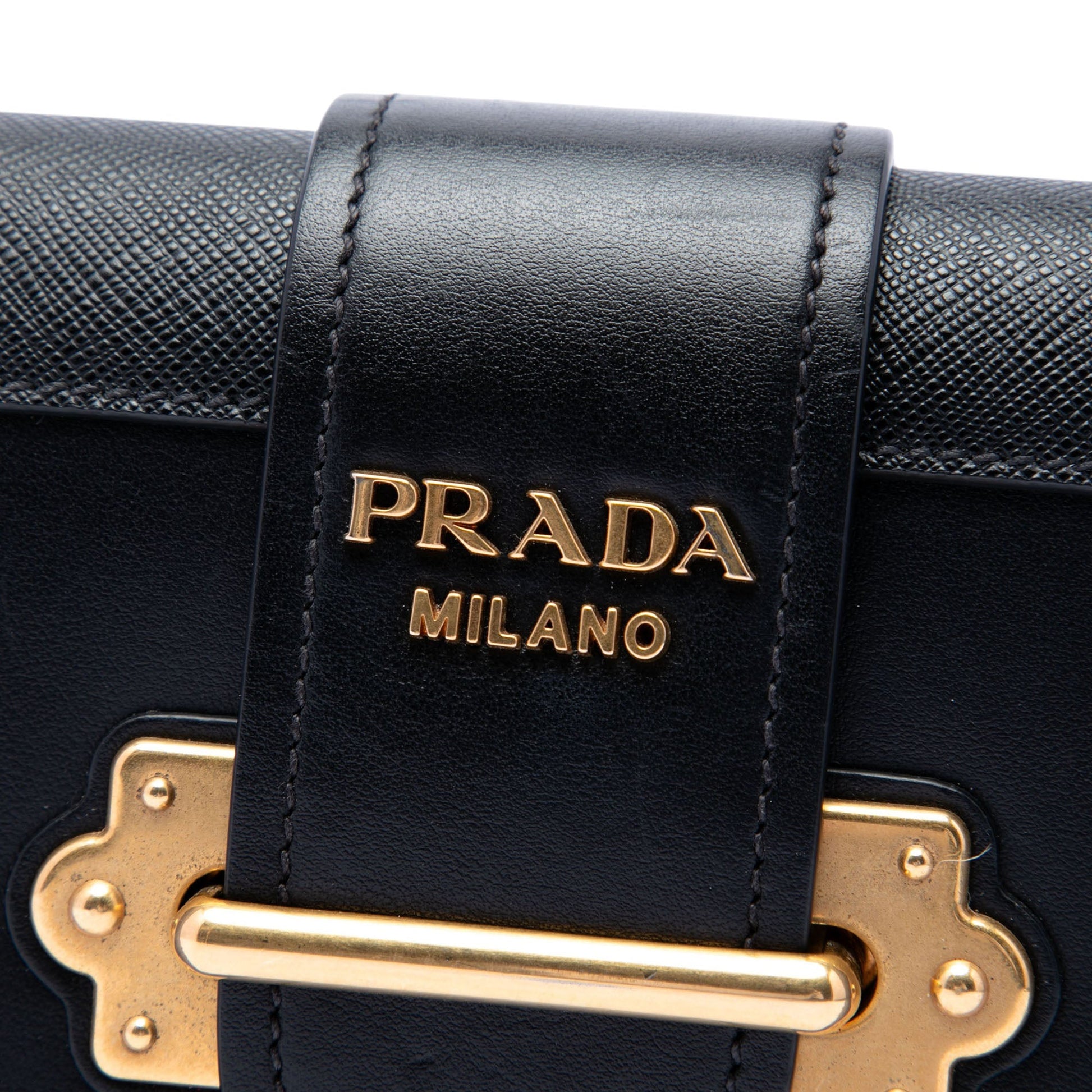 Prada City Calf and Saffiano Cahier Chain Clutch