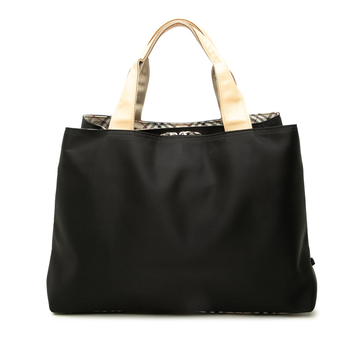 Burberry Nova Check Trimmed Nylon Tote — Black