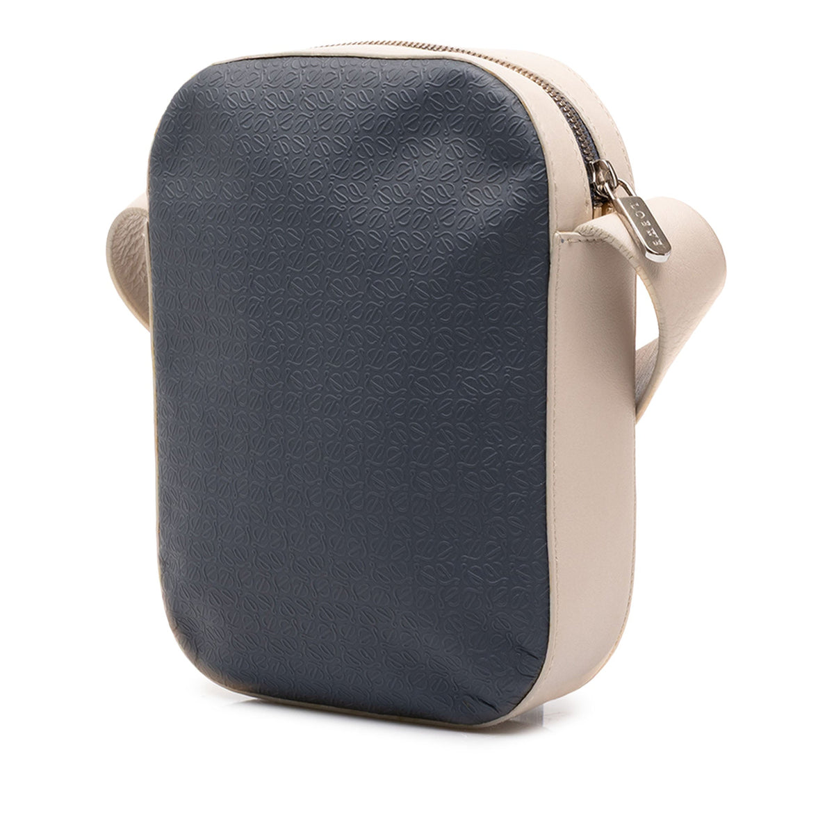 LOEWE Bicolor Embossed Repeat Anagram Leather Crossbody — Blue