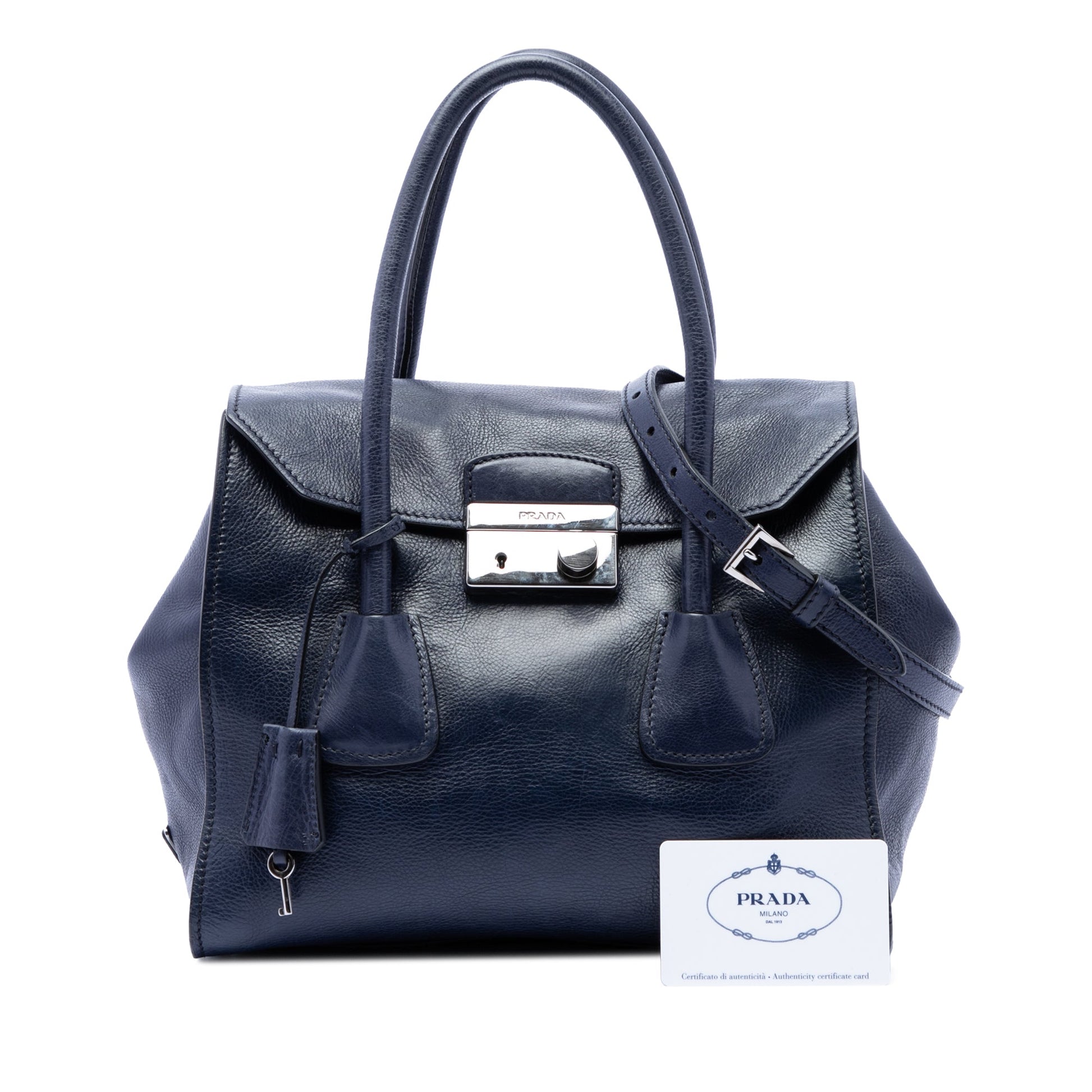 Prada Glace Calf Sound Lock Satchel