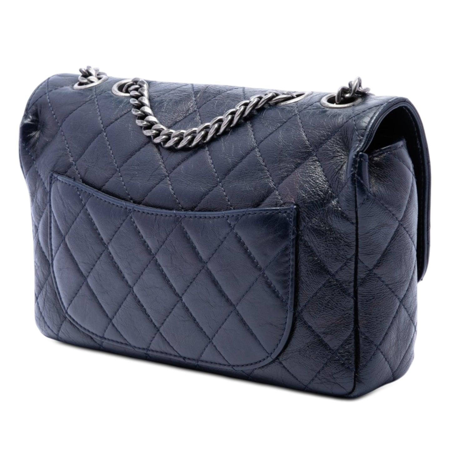 Chanel Medium Quilted Glazed Calfskin CC Plate Flap
