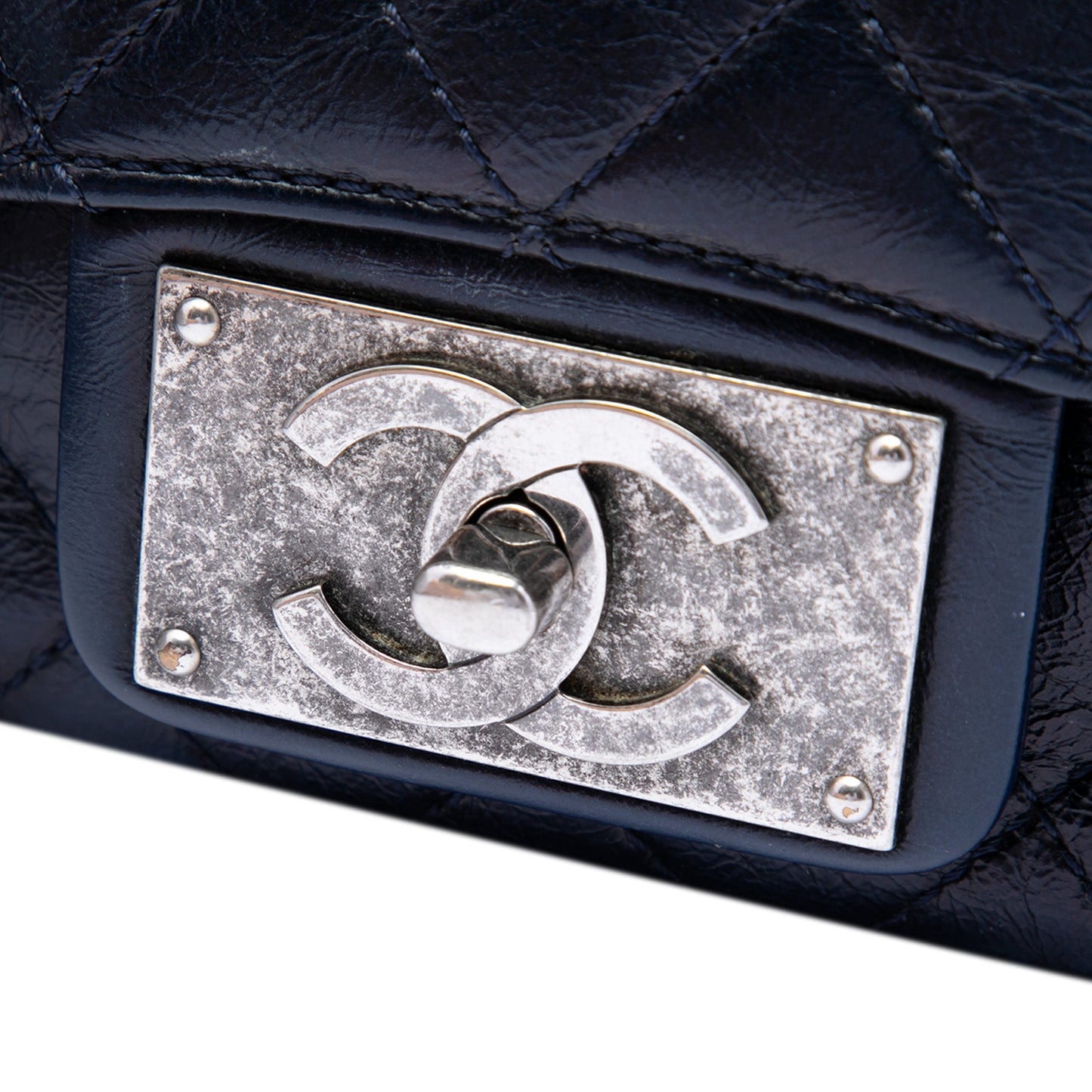 Chanel Medium Quilted Glazed Calfskin CC Plate Flap