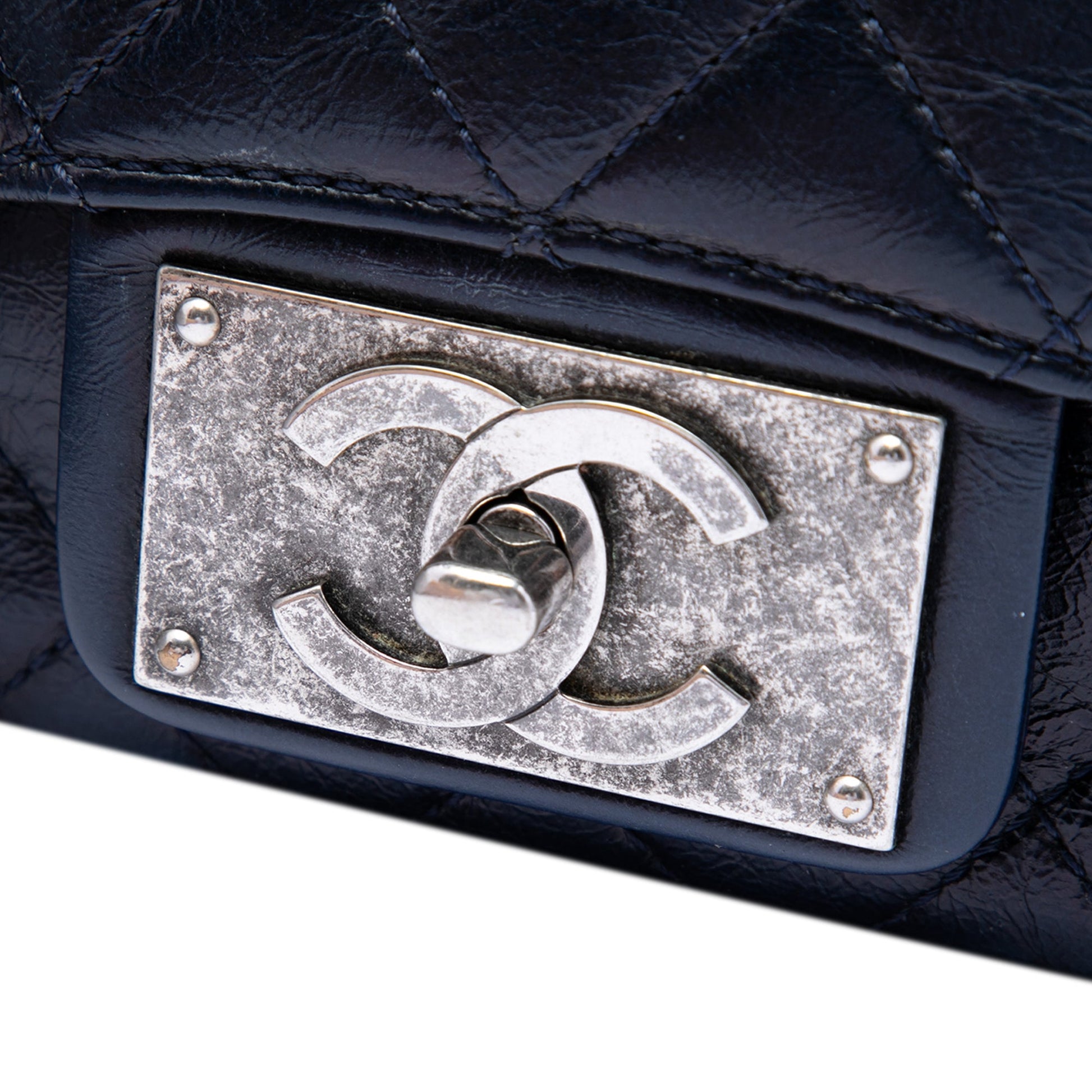 Chanel Medium Quilted Glazed Calfskin CC Plate Flap