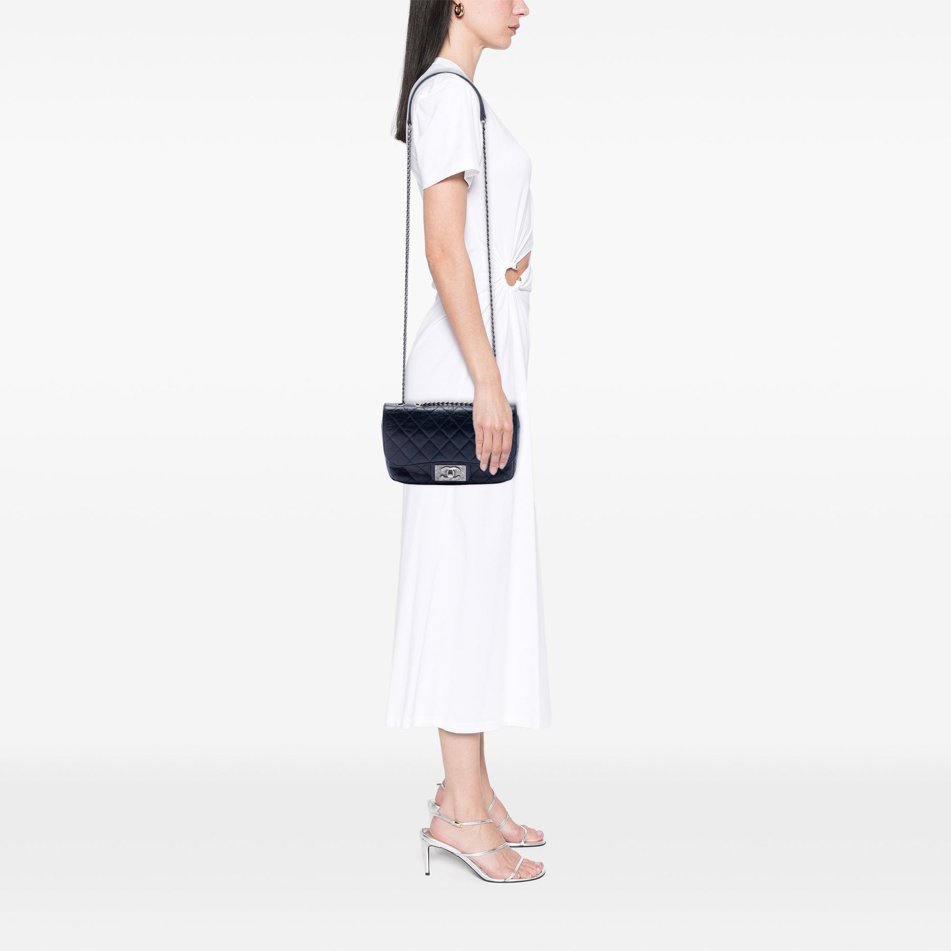 Chanel Medium Quilted Glazed Calfskin CC Plate Flap