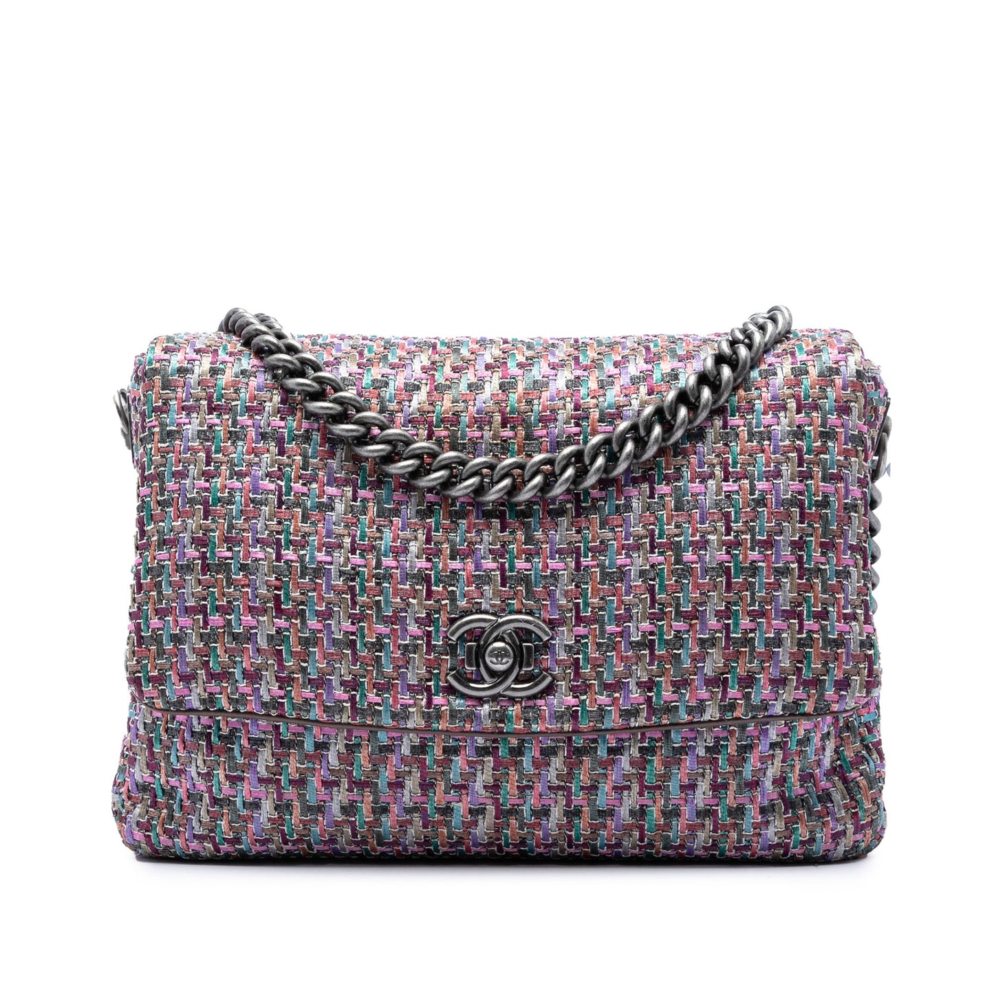 Chanel CC Multicolor Tweed Flap