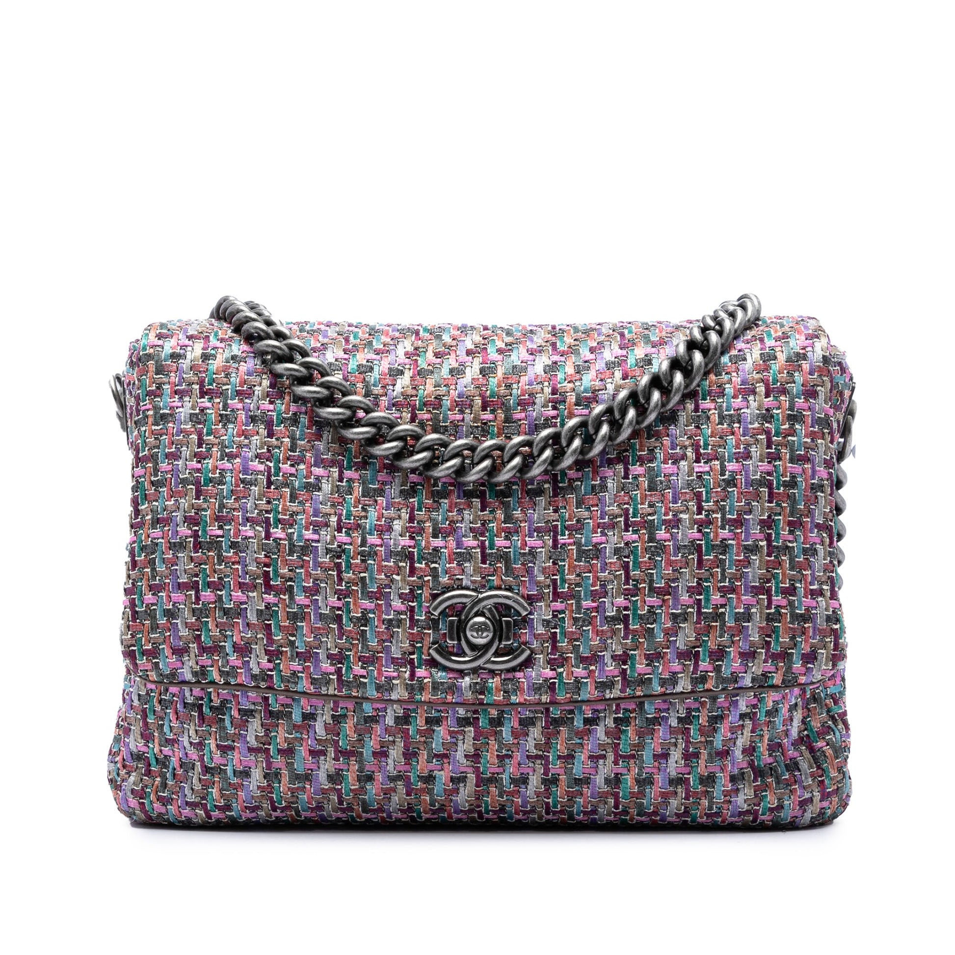 Chanel CC Multicolor Tweed Flap