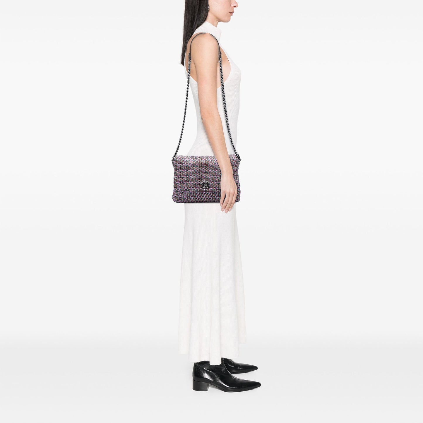 Chanel CC Multicolor Tweed Flap
