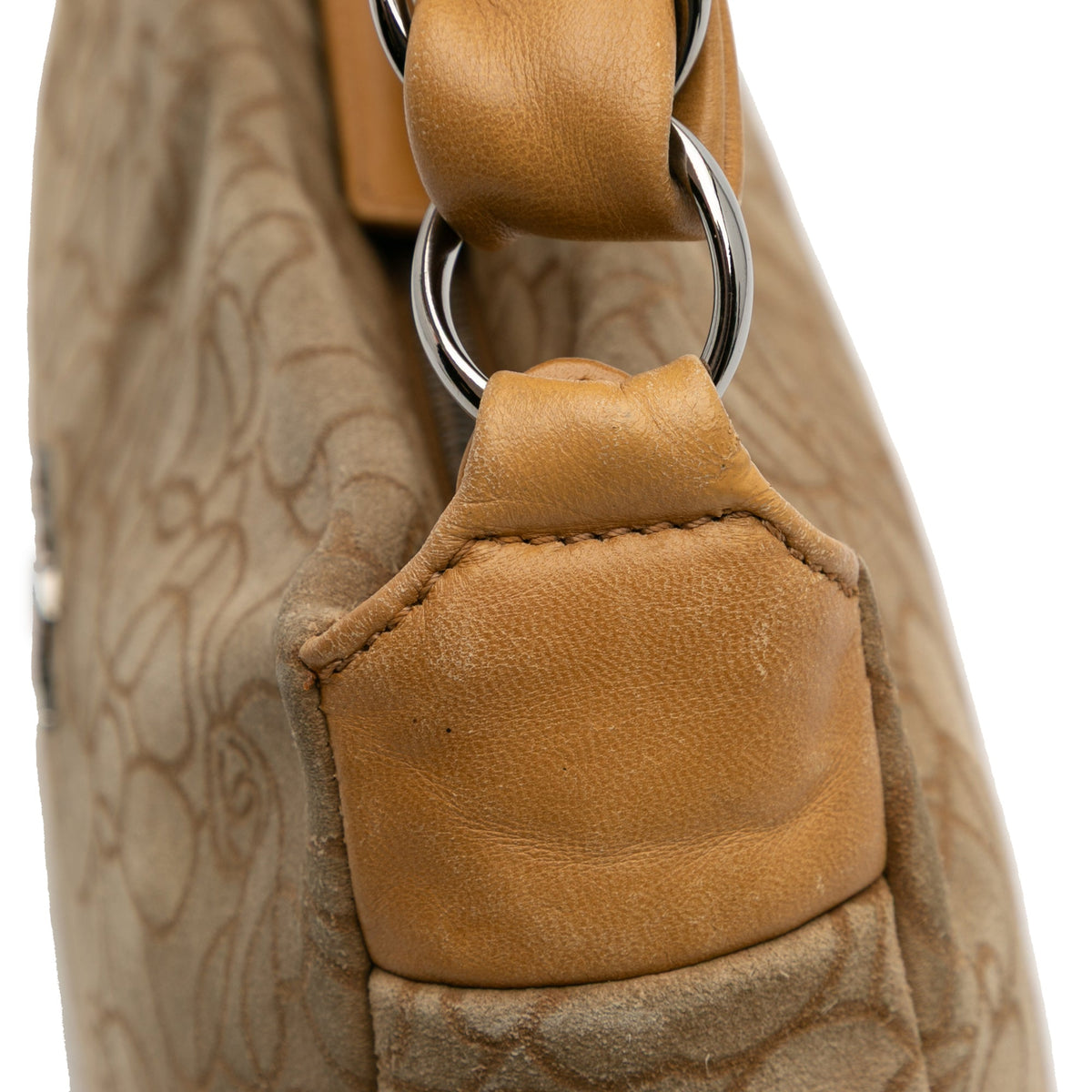 Chanel CC Suede Camellia Hobo