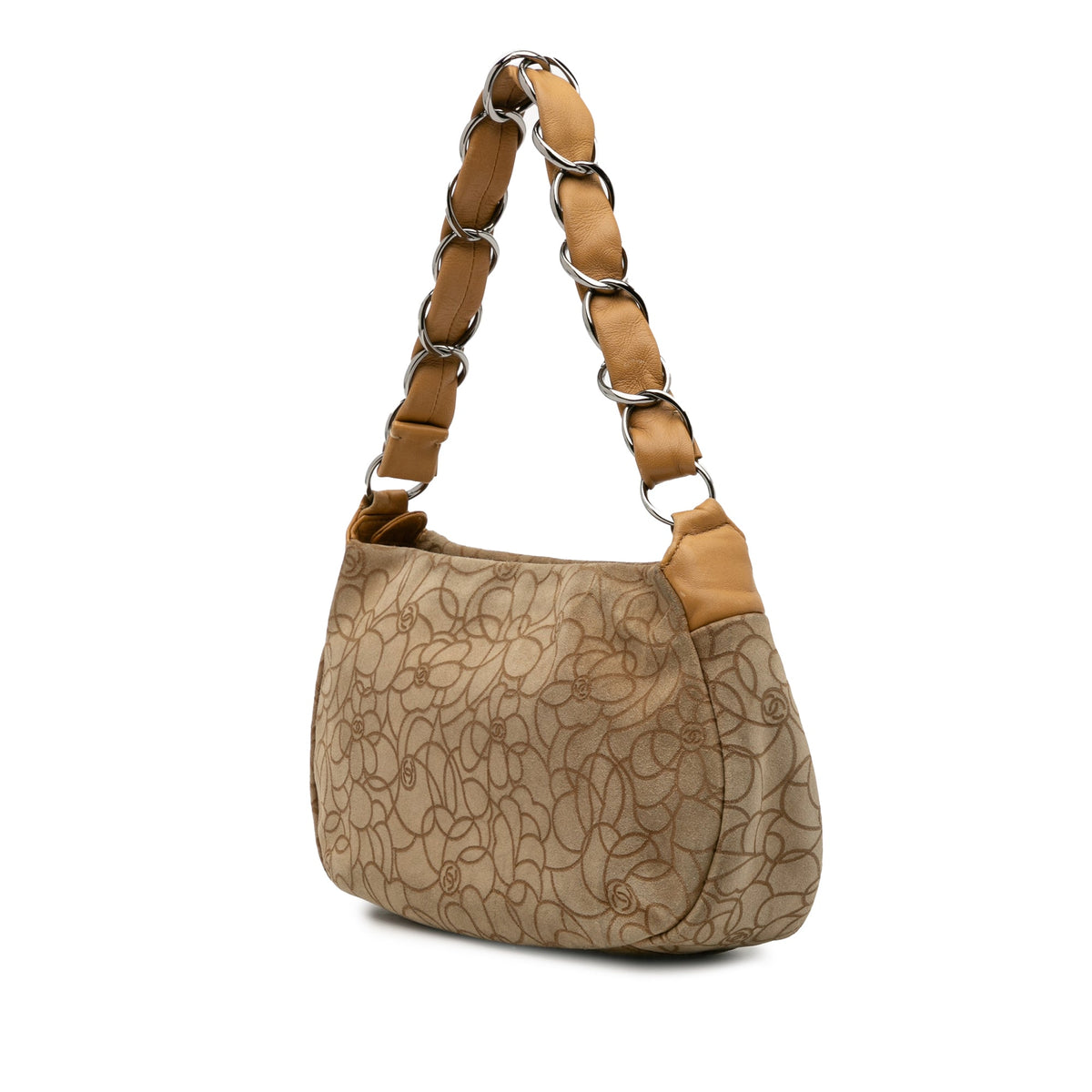 Chanel CC Suede Camellia Hobo