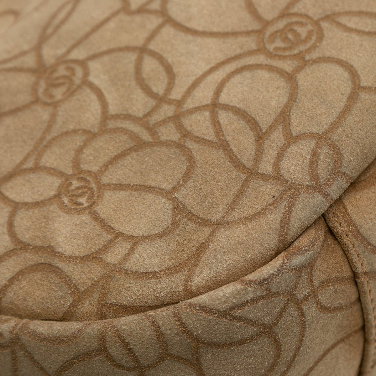 Chanel CC Suede Camellia Hobo