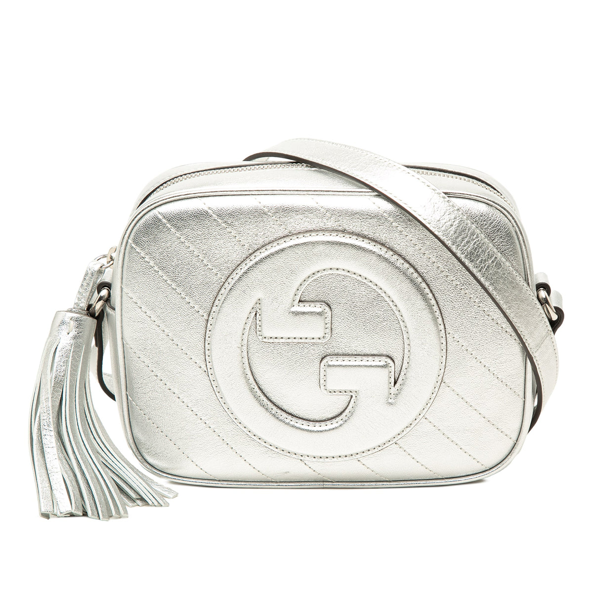 Gucci Small Metallic Calfskin Blondie Crossbody — Silver