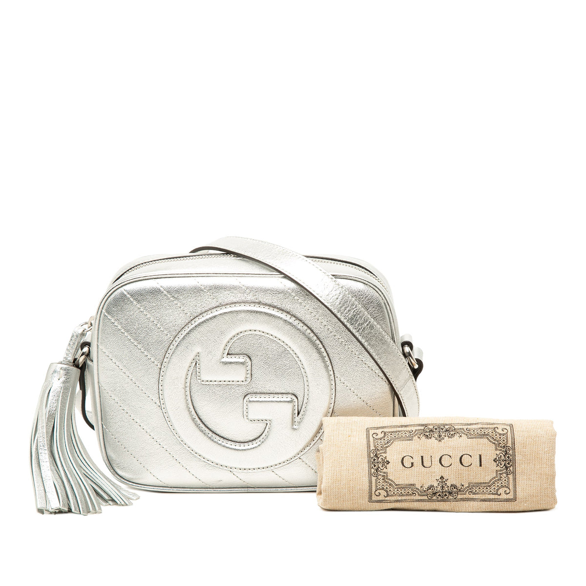Gucci Small Metallic Calfskin Blondie Crossbody — Silver