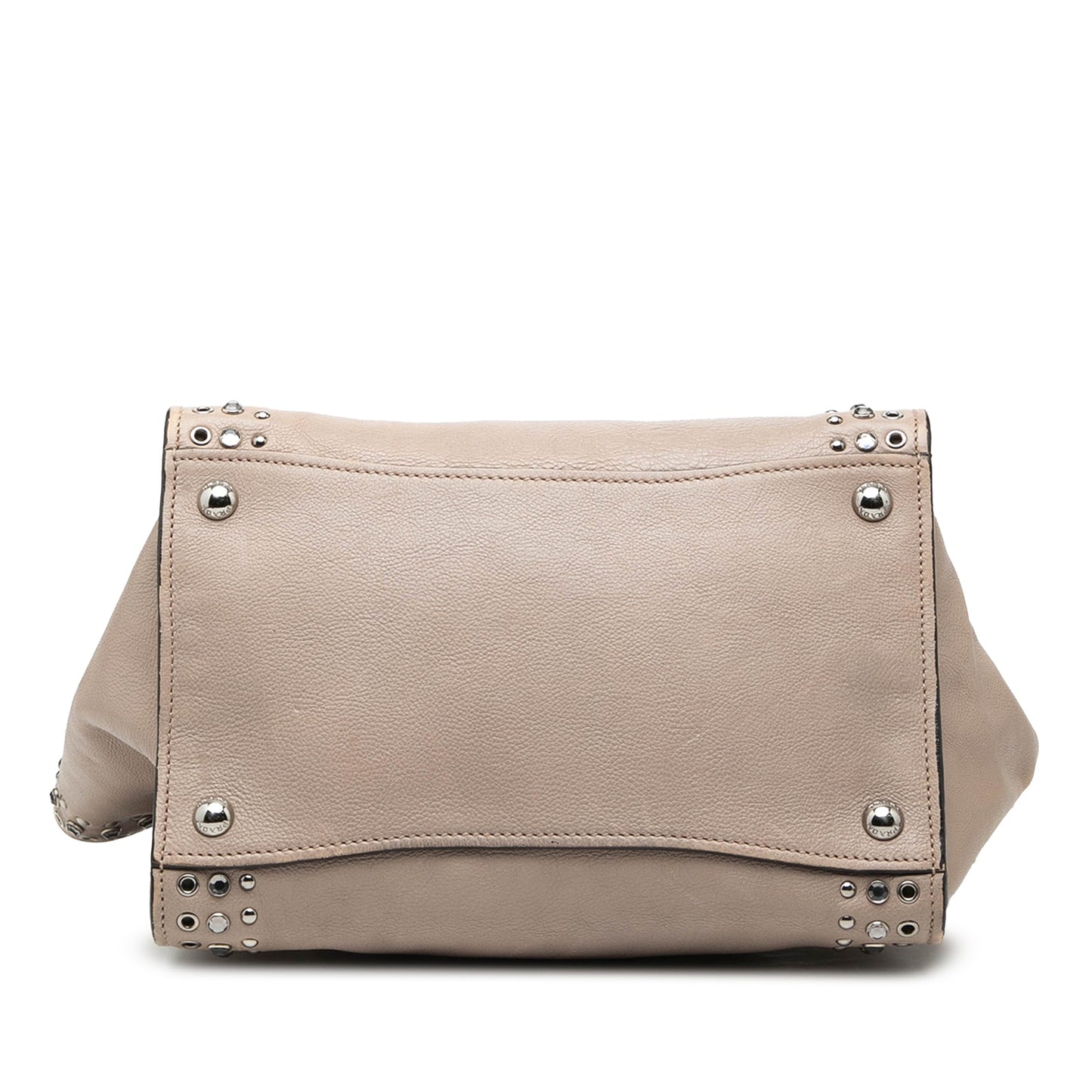 Glace Calf Studded Twin Pocket Satchel