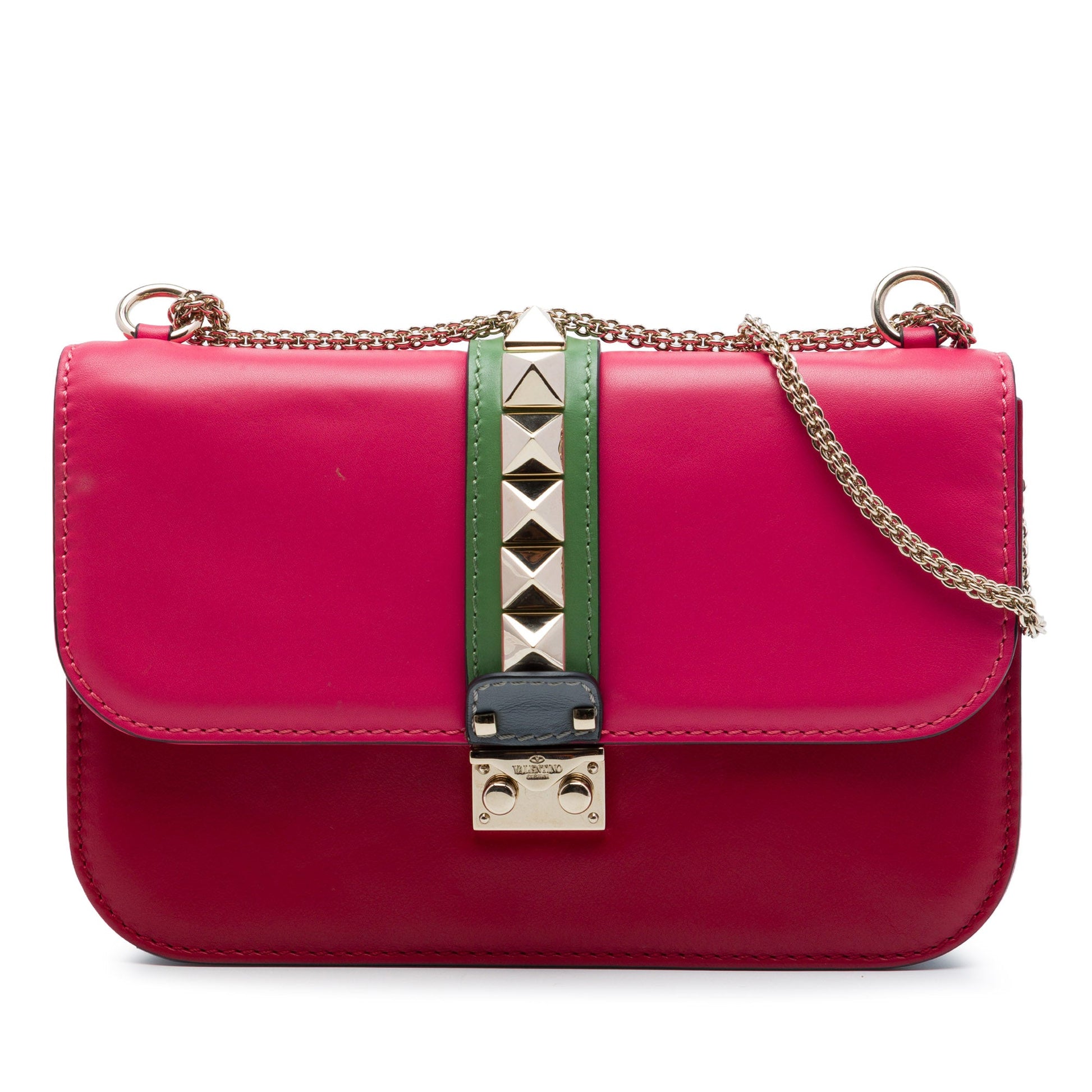 Valentino Medium Tricolor Calfskin Rockstud Glam Lock Crossbody