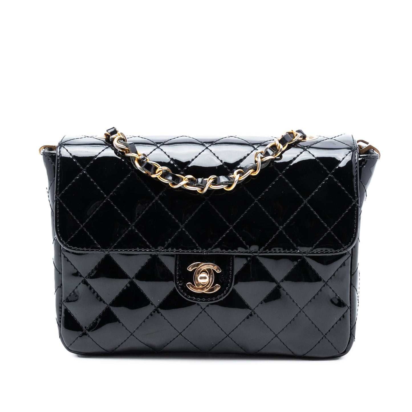 Chanel CC Quilted Patent Straight Single Flap