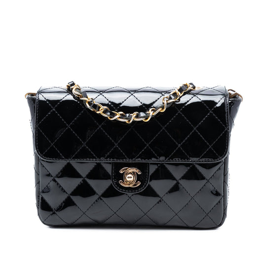 Chanel CC Quilted Patent Straight Single Flap