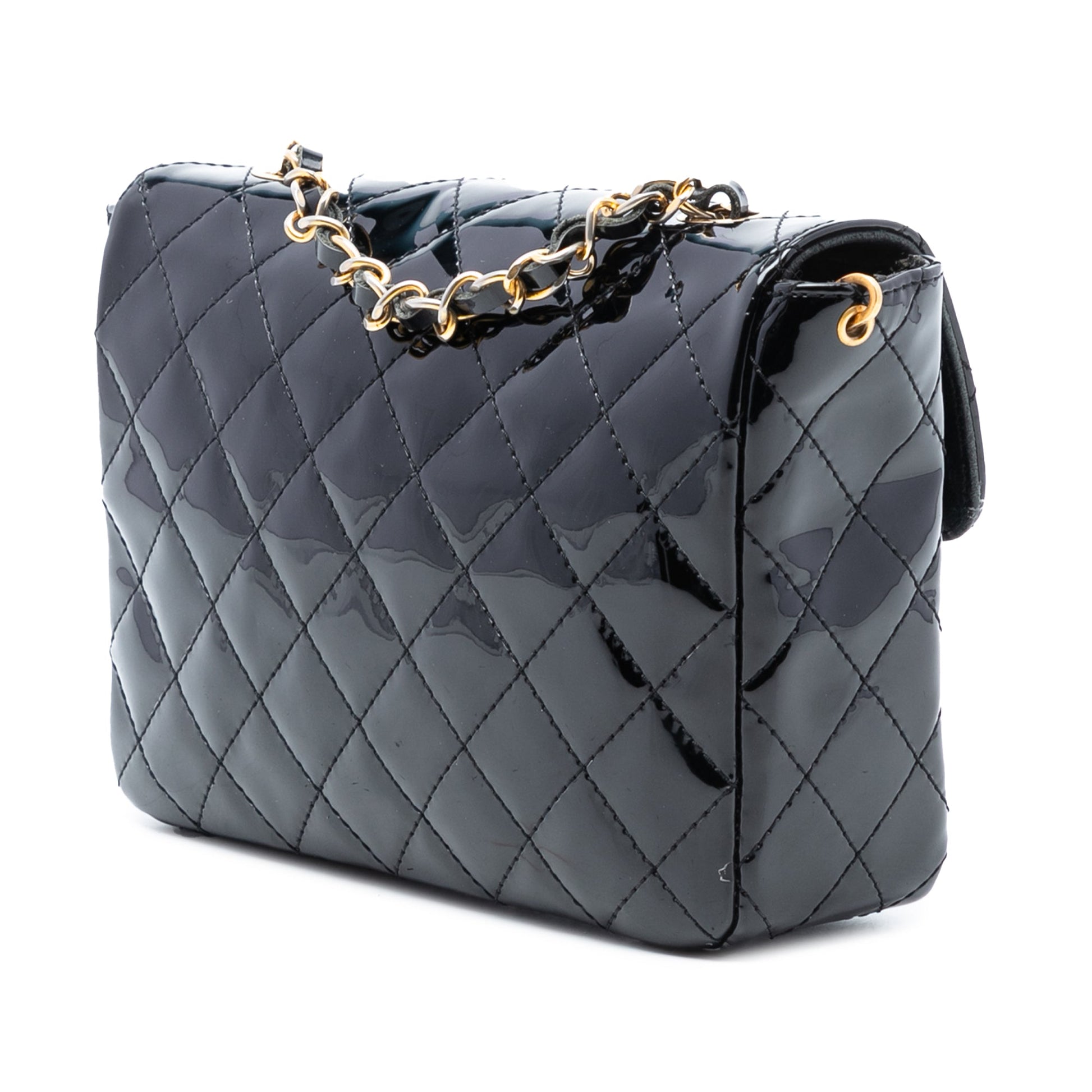 Chanel CC Quilted Patent Straight Single Flap