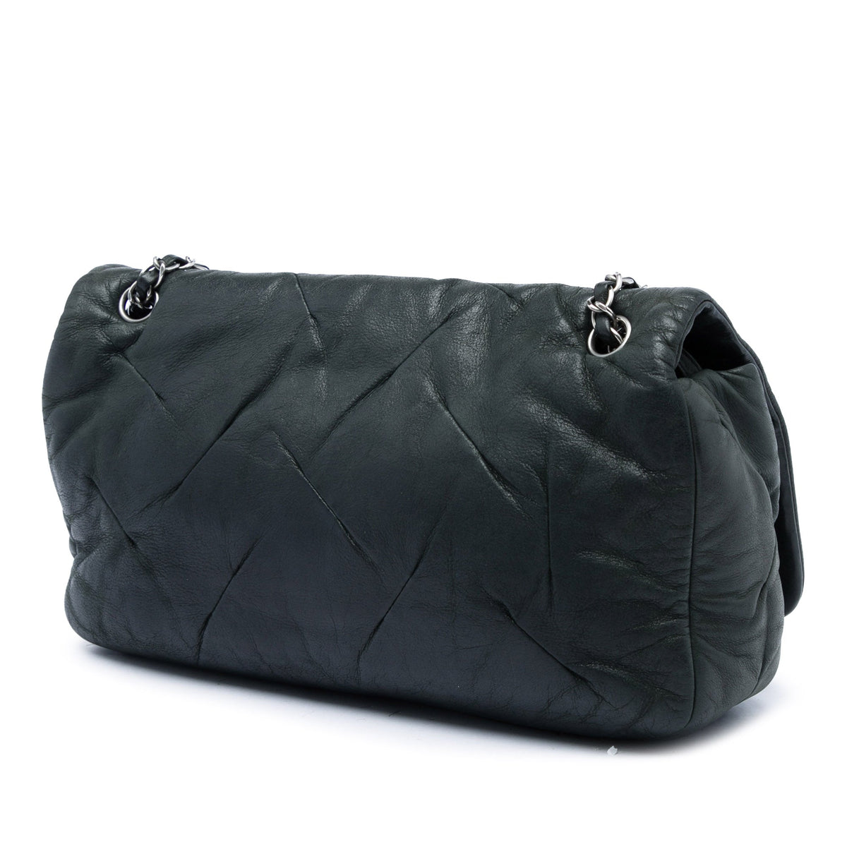 Chanel Iridescent Calfskin East West Glint Flap — Black