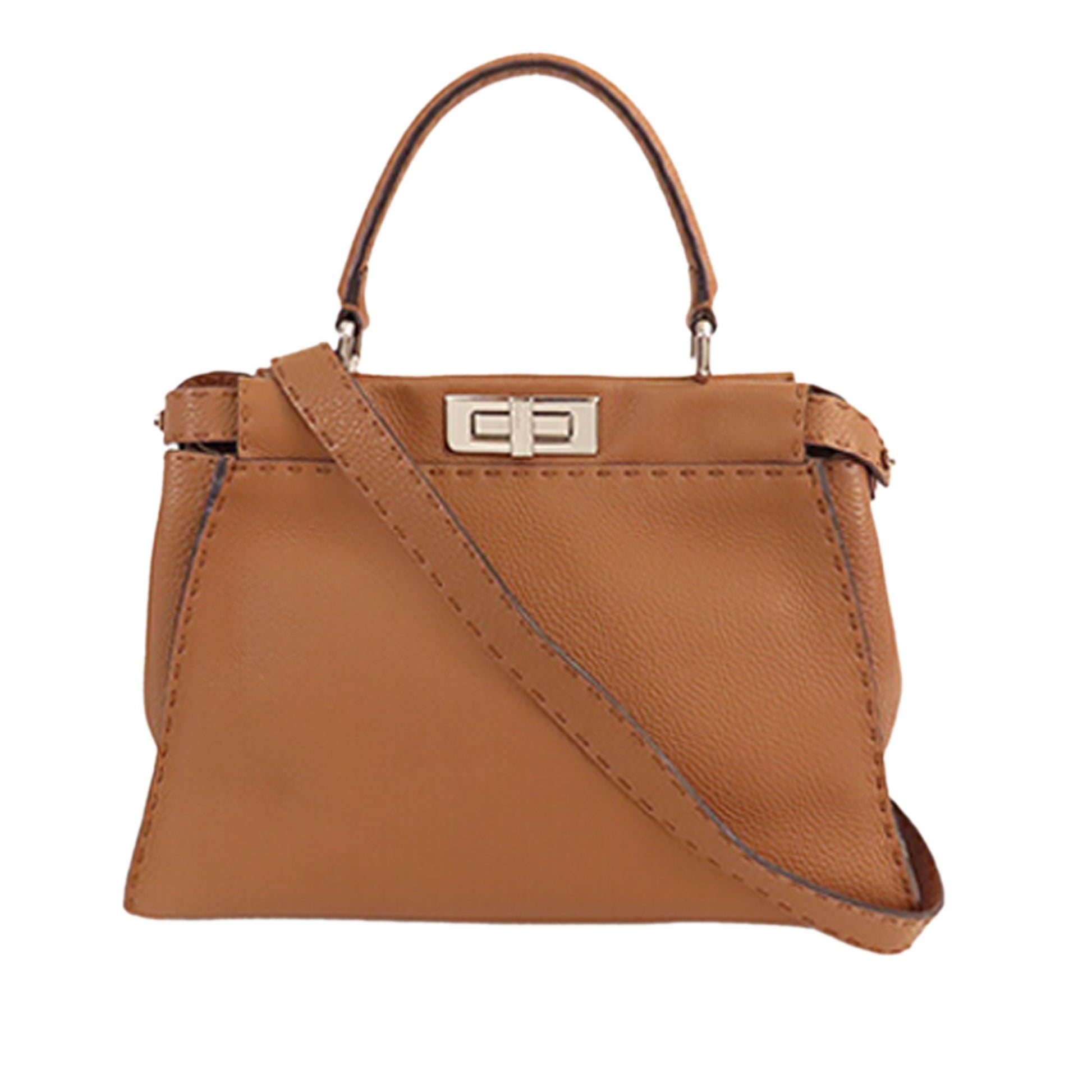 Fendi Medium Leather Selleria Peekaboo Iconic Satchel