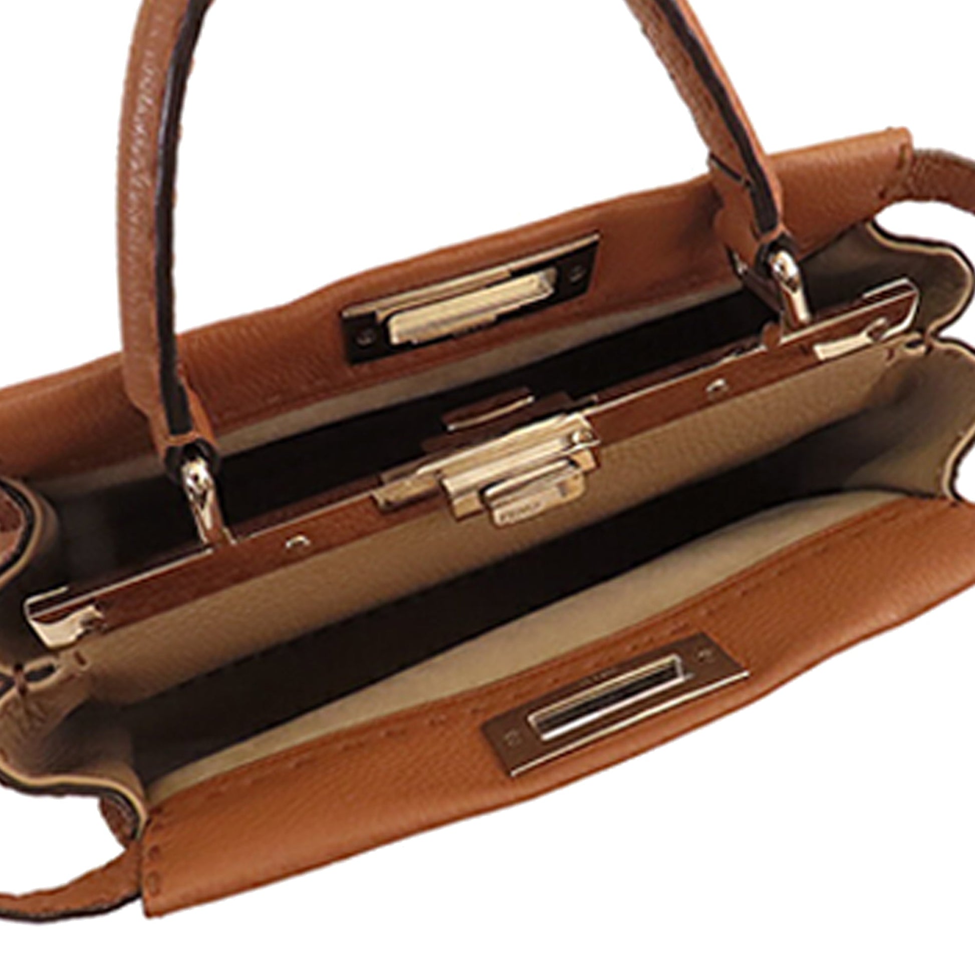 Fendi Medium Leather Selleria Peekaboo Iconic Satchel