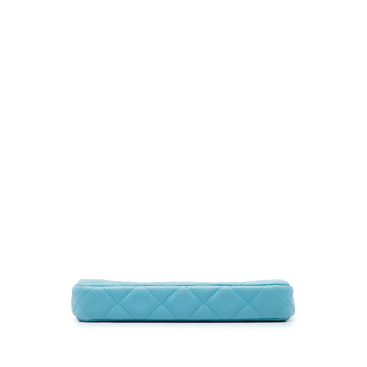 Chanel CC Lambskin Double Zip Wallet on Chain — Blue