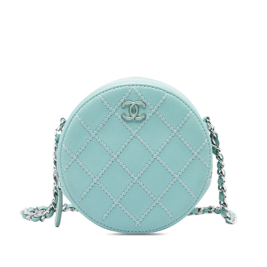 Chanel Quilted Lambskin Ultimate Stitch Round Clutch With Chain
