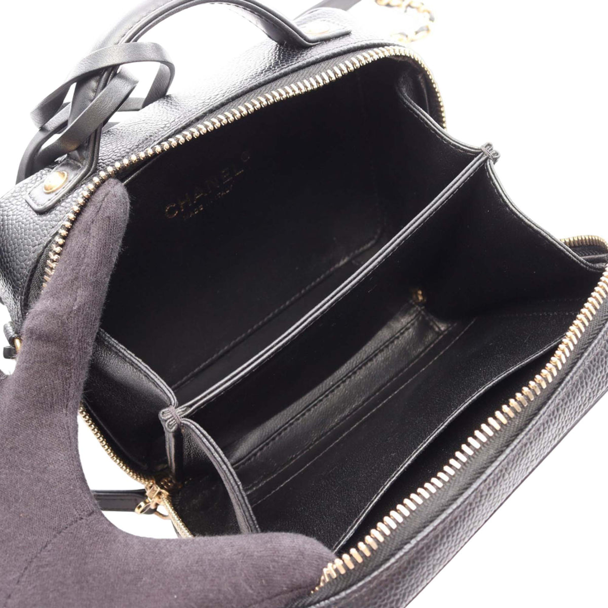 Chanel Small Caviar CC Filigree Vanity Case