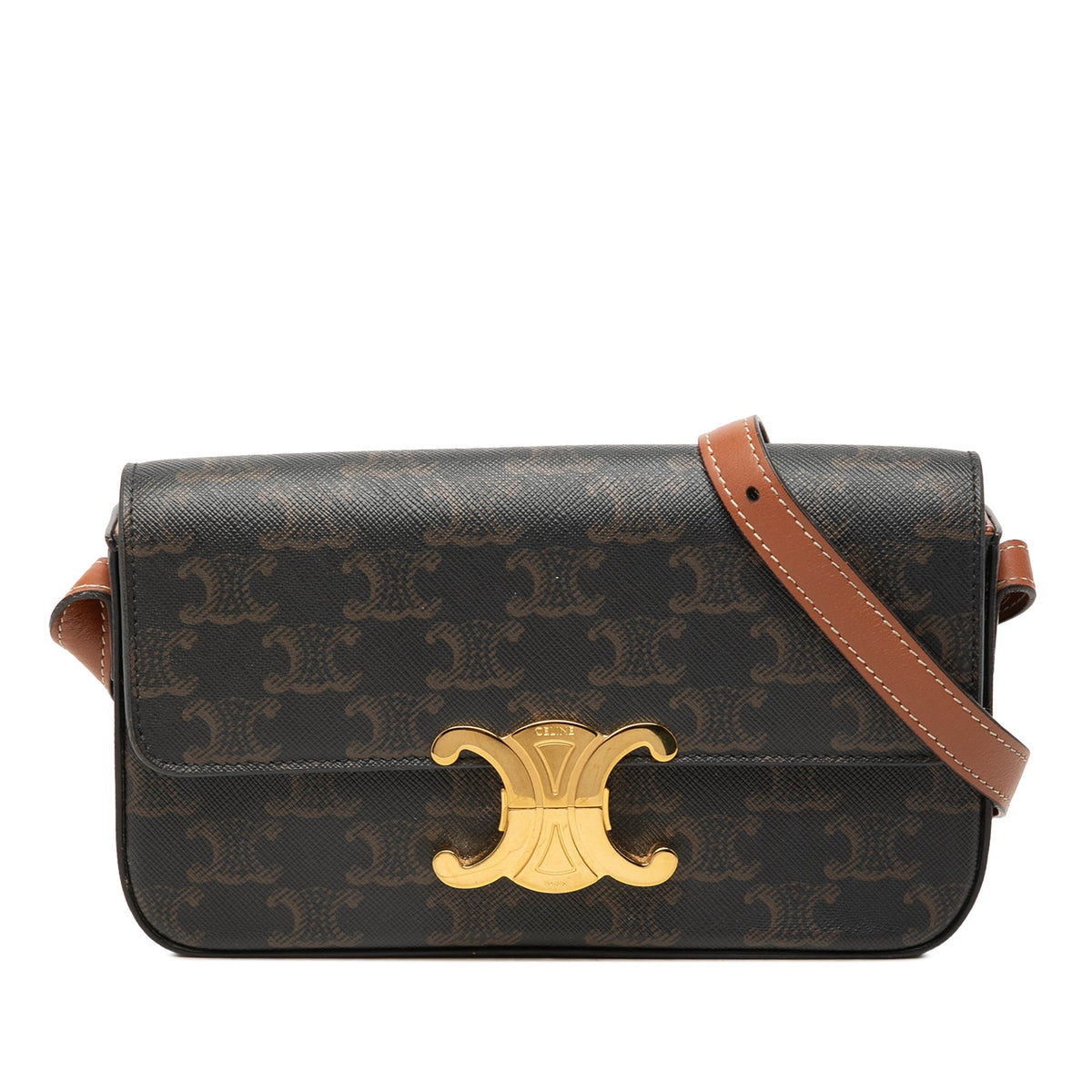 Celine Triomphe Coated Canvas Claude Shoulder Bag