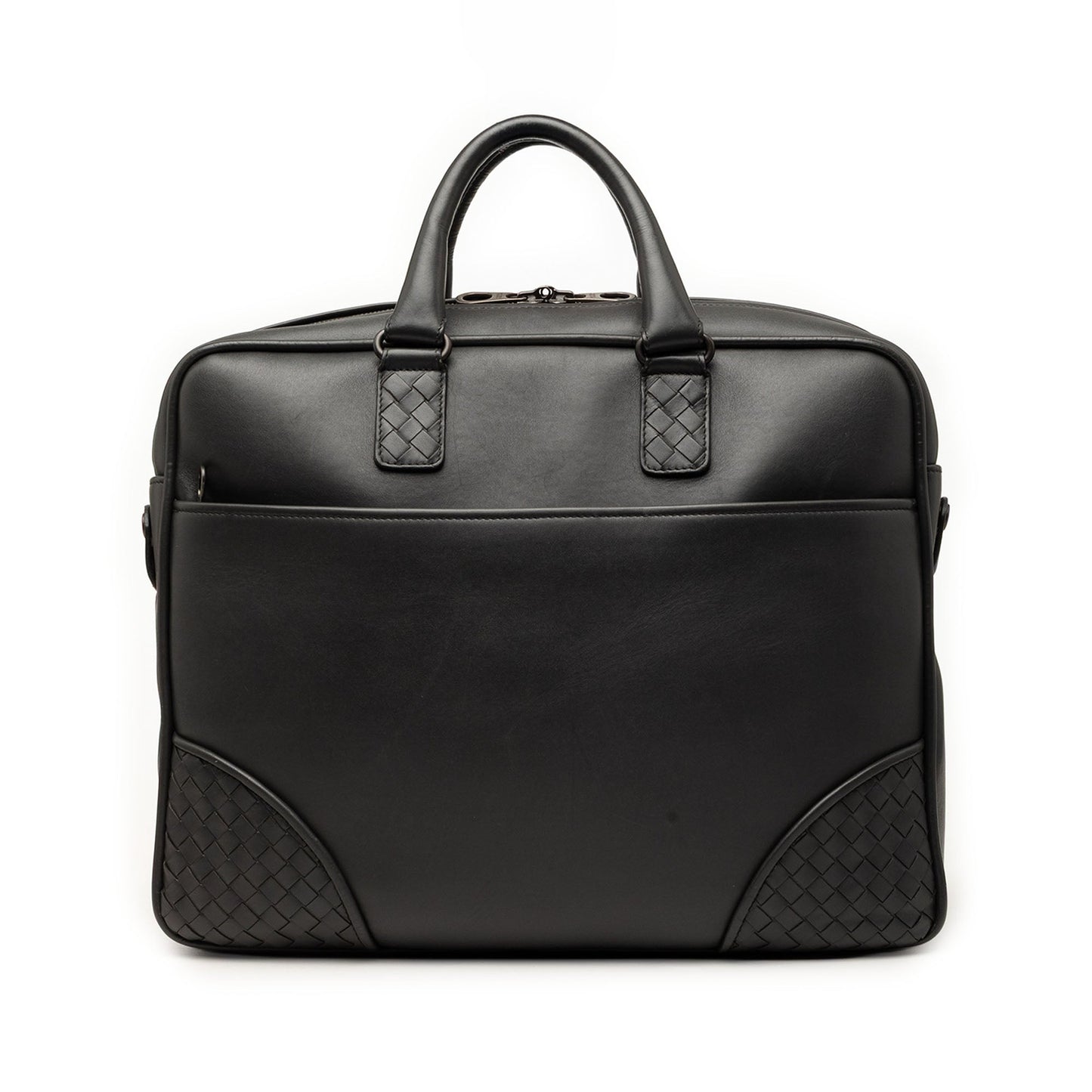 Bottega Veneta Intrecciato Trimmed Leather Briefcase